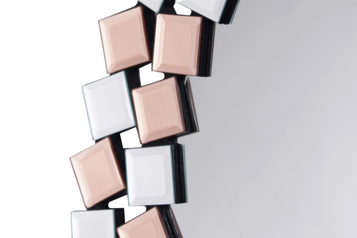 WANDSPIEGEL MOSAIC 1825 SILBER / ROSE - Silberfarben/Roségold, Basics, Glas/Holzwerkstoff (80/80/1,6cm) - Kayoom