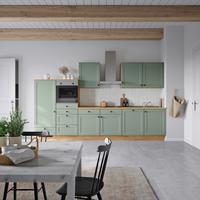 Küchenblock Cascada Low m. Geräten Schilfgrün - Schilfgrün/Eichefarben, MODERN, Holzwerkstoff/Metall (360cm) - Nobilia