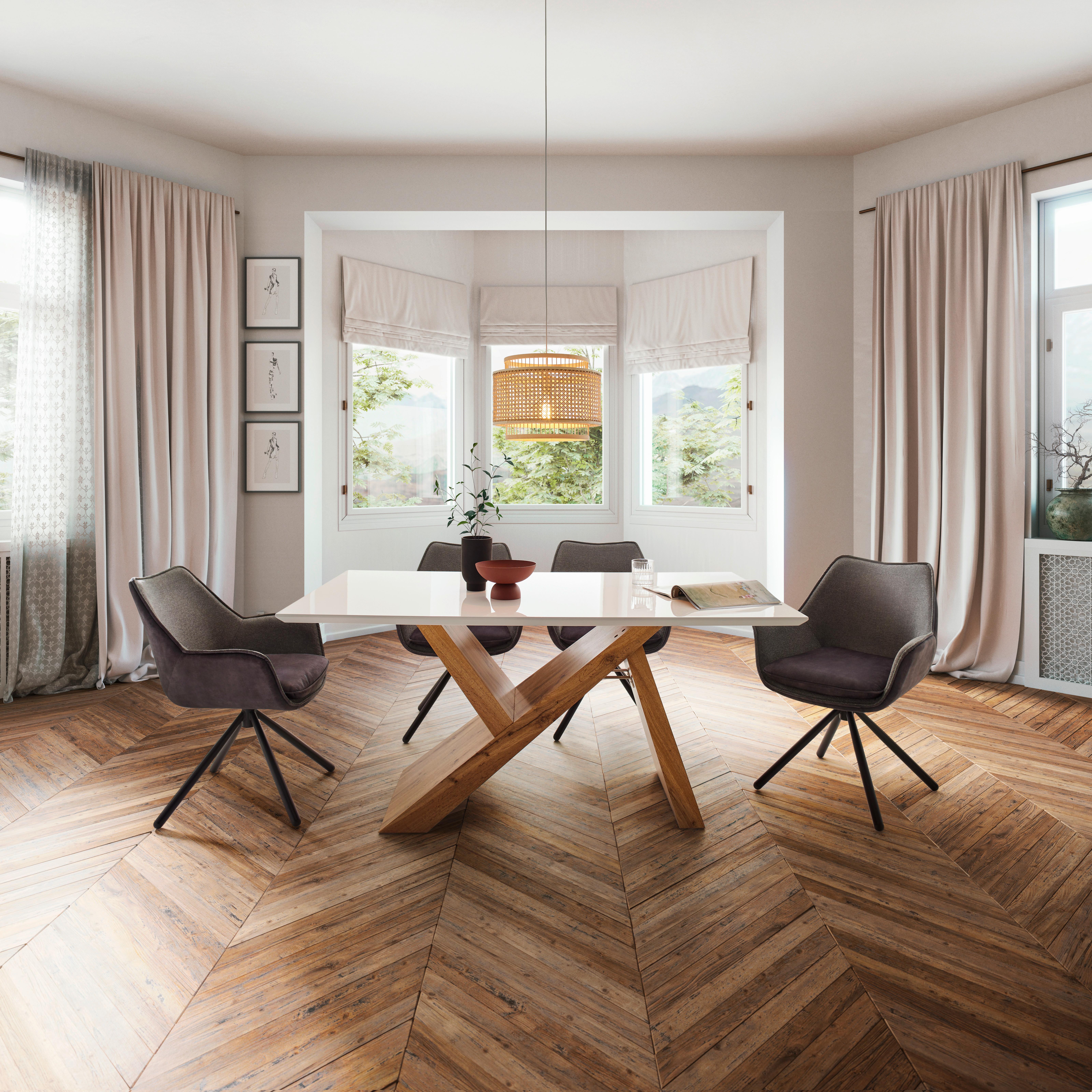 Esstisch Holz Jako ca. 160x90 cm Eiche/Weiß - Eichefarben, MODERN (160/90/76cm) - Bessagi Home