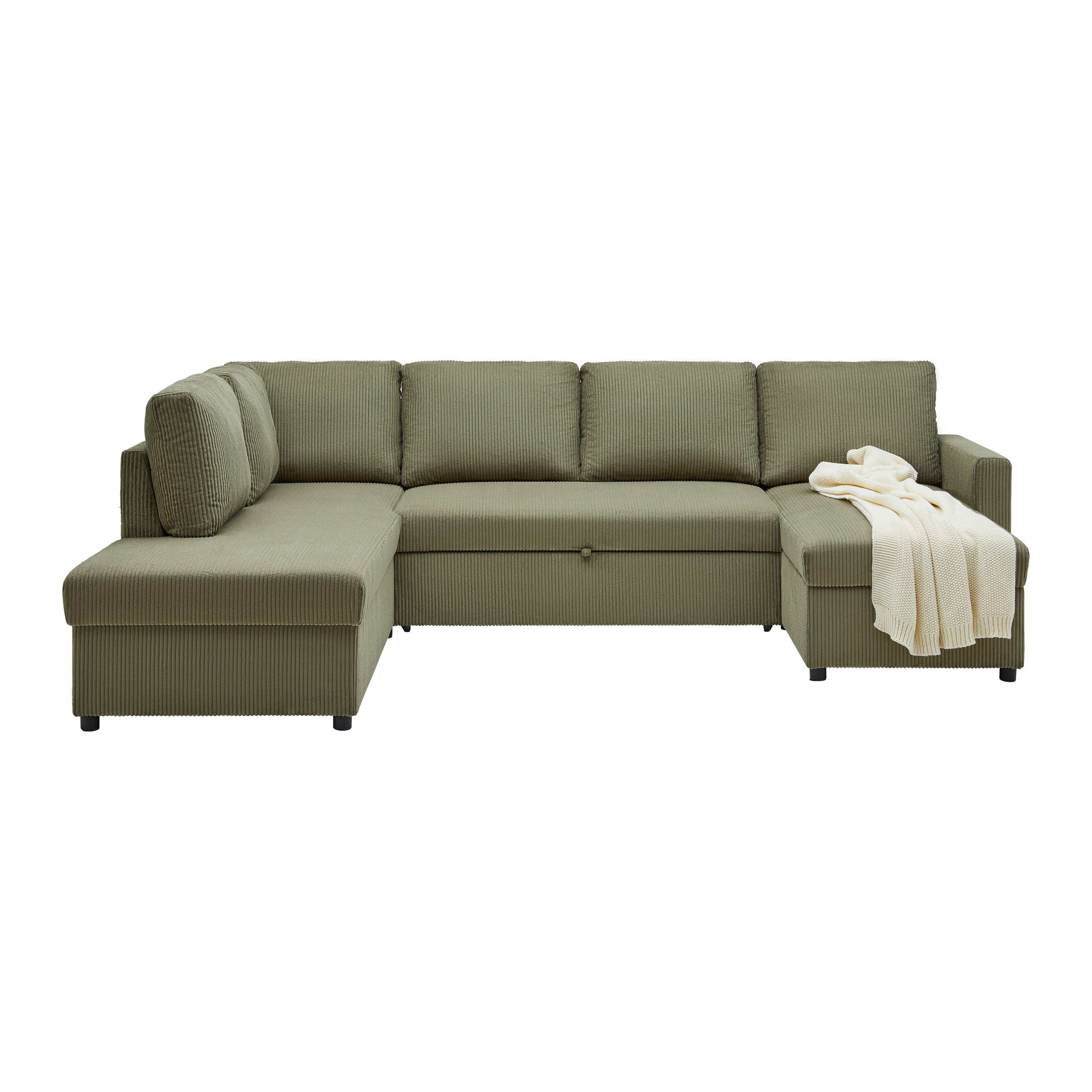 Wohnlandschaft Martina ACV Links Grün - Grün, MODERN, Holz/Holzwerkstoff (204/89/276cm) - Mömax