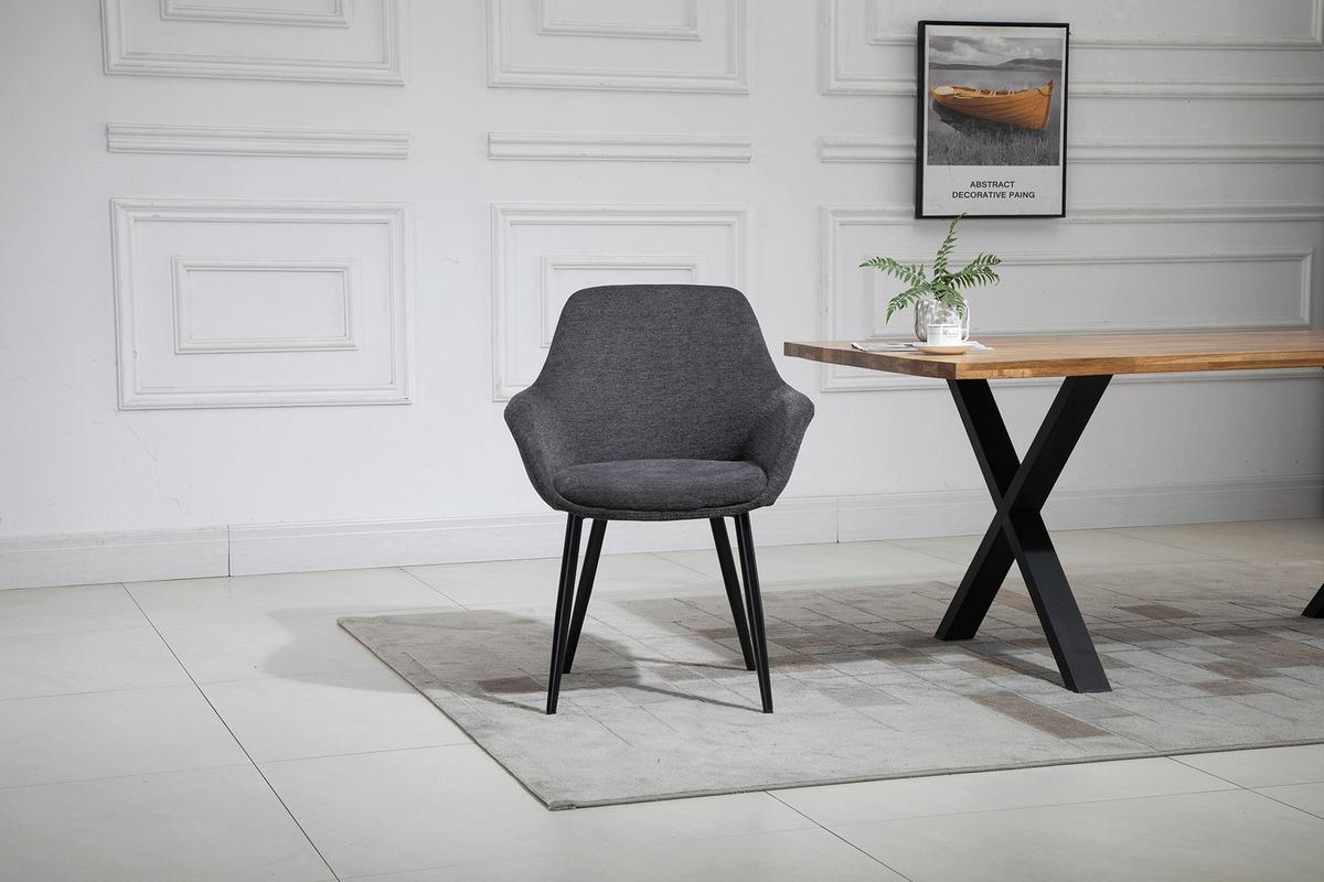 Set Naslanjačev Lena, Antracit, 2-Delni - črna/antracit, Moderno, kovina/tekstil (64/86/59cm) - Livetastic