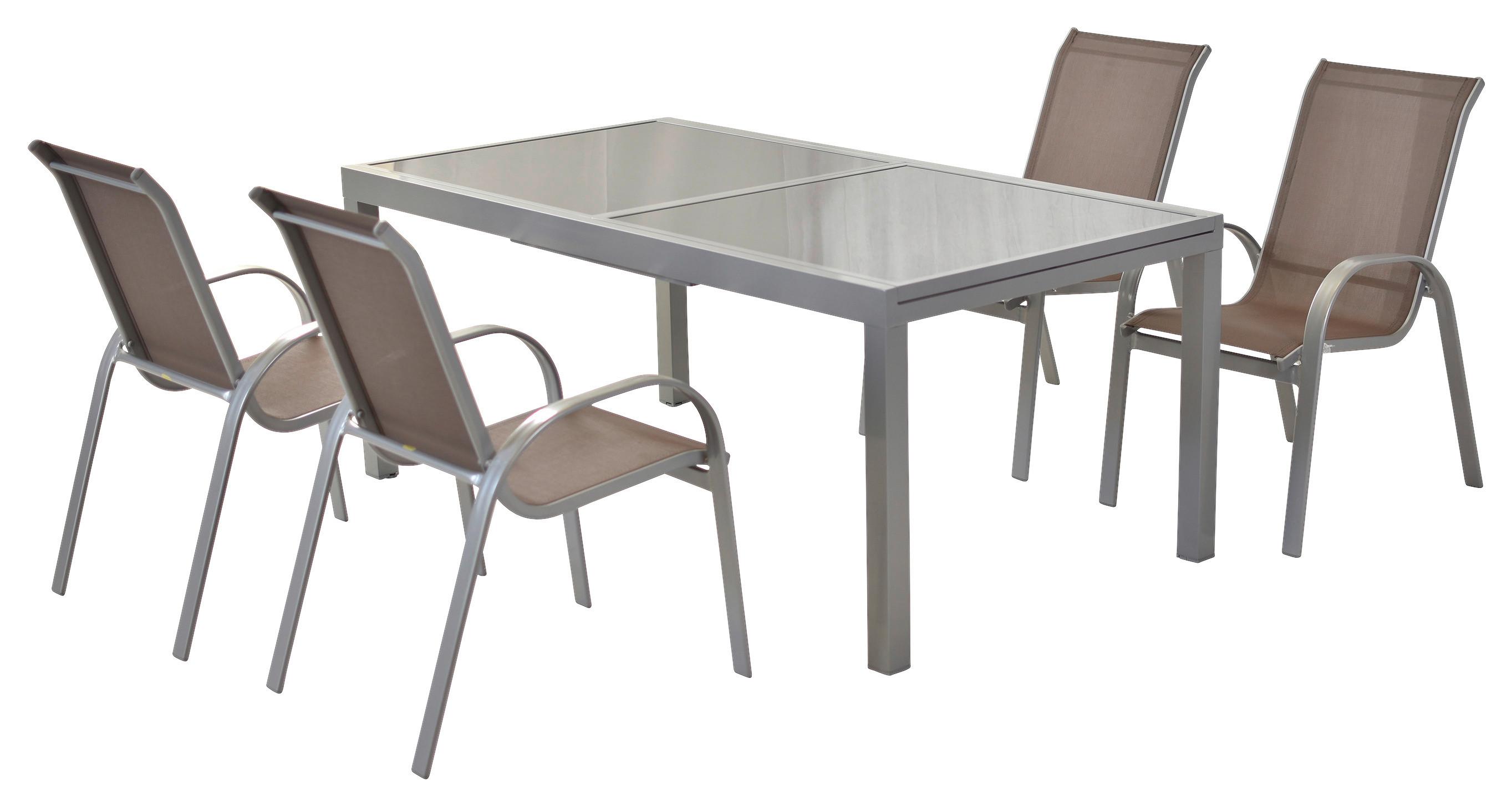 GARTENSET AMALFI - Taupe/Silberfarben, MODERN, Textil/Metall - Gardenson