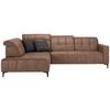 Ecksofa Panama links Terracotta - Terracotta/Schwarz, KONVENTIONELL, Textil/Metall (216/89-102/304cm) - Premium Living