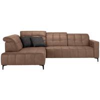 Ecksofa Panama links Terracotta - Terracotta/Schwarz, KONVENTIONELL, Textil/Metall (216/89-102/304cm) - Premium Living