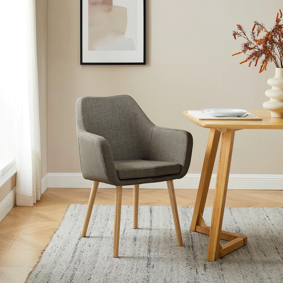 Naslanjač Holz, Rjava - naravne barve/rjava, Moderno, tekstil/les (62/84/60cm) - Livetastic