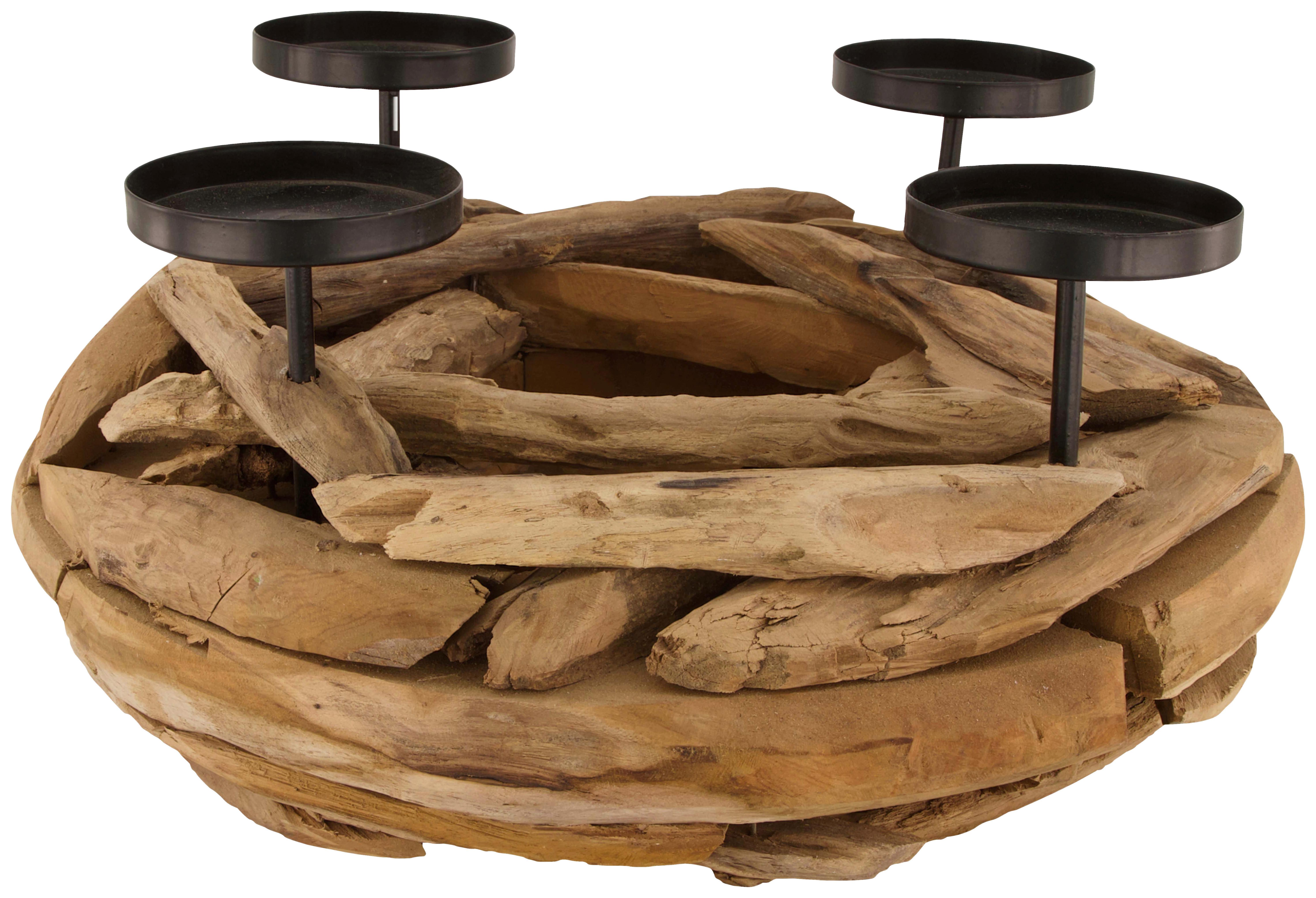 ŚWIECZNIK 50687-017 - kolor naturalny, Basics, drewno (38/17cm)