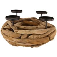 ŚWIECZNIK 50687-017 - kolor naturalny, Basics, drewno (38/17cm)