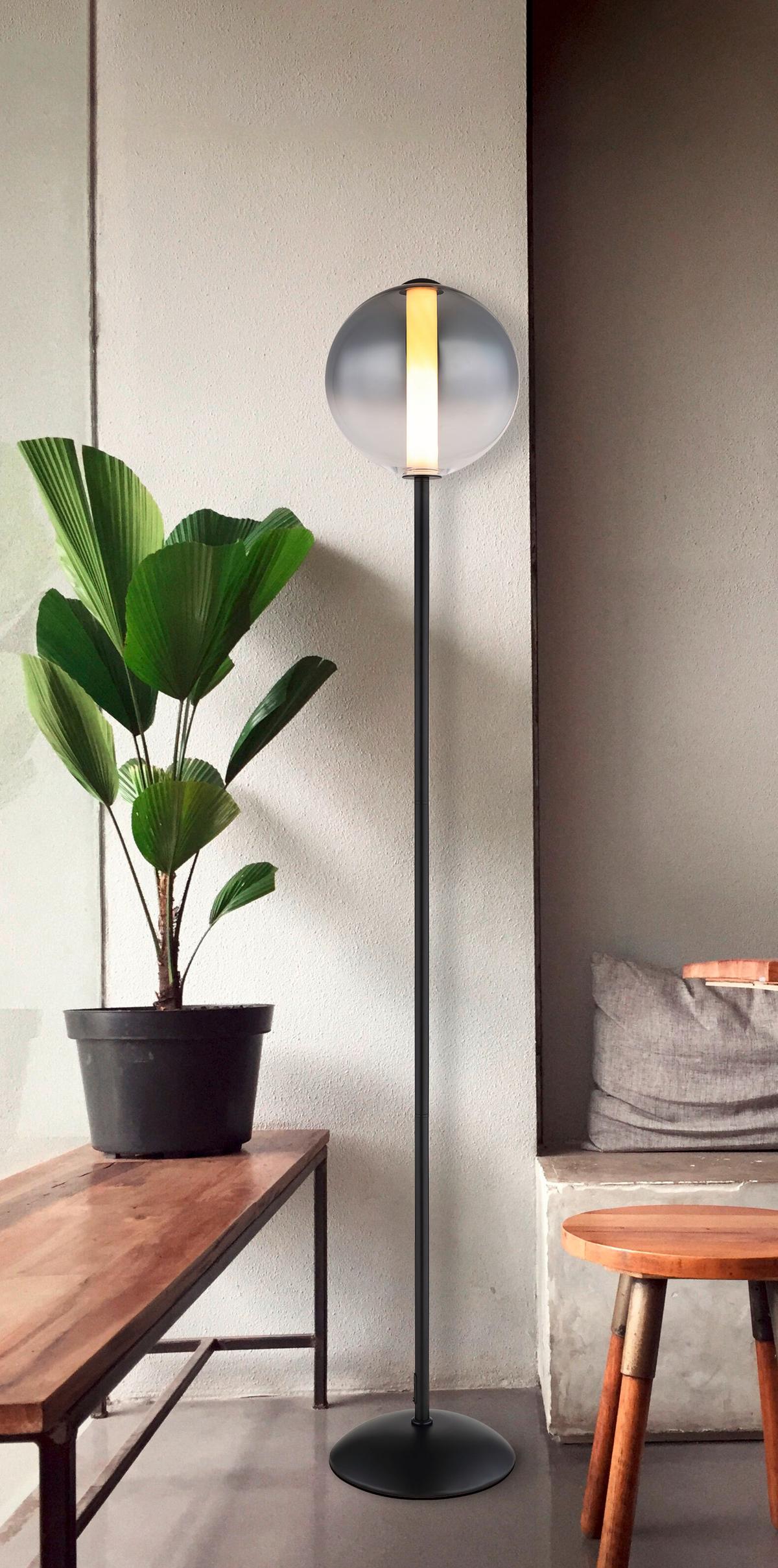 LED-STEHLEUCHTE 15798S LACY - Weiss/Schwarz, Konventionell, Glas/Kunststoff (25/152cm) - Globo