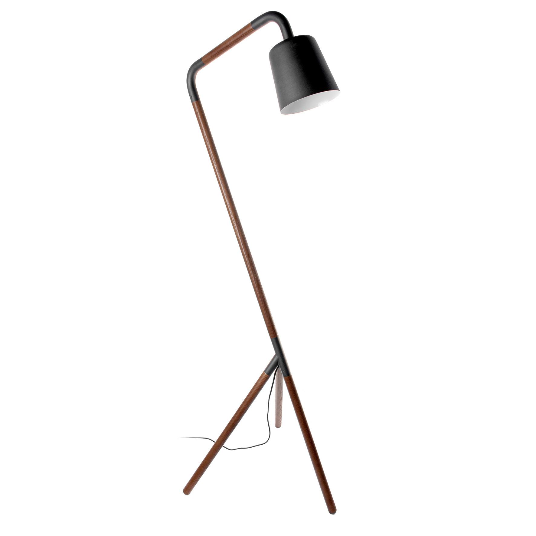 Stehleuchte Piper max. 40 Watt - Schwarz, MODERN, Holz/Metall (63/62/169cm) - Bessagi Home