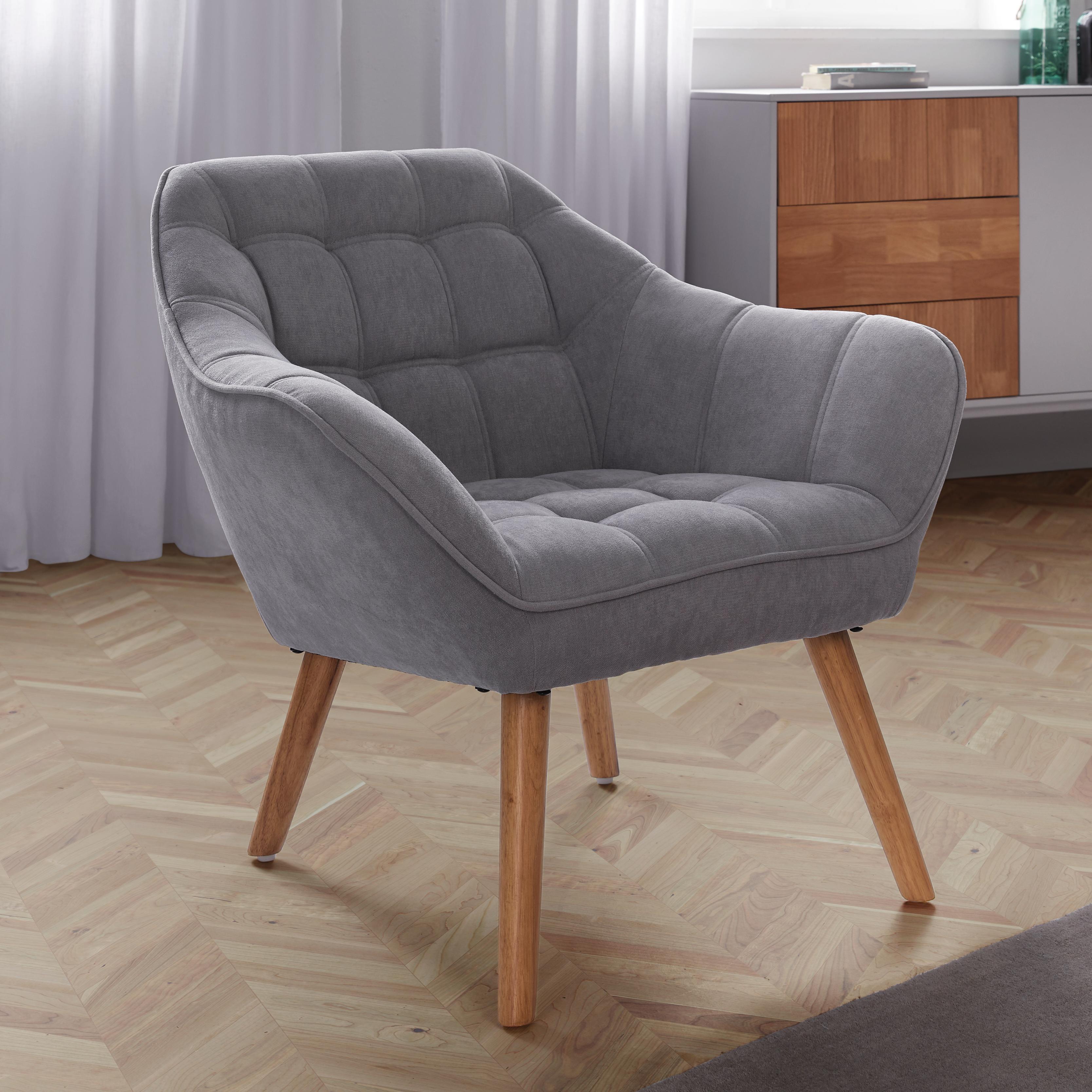 Sessel in Hellgrau 'Monique' - Hellgrau, MODERN, Holz/Textil (83/76/74,5cm) - Bessagi Home