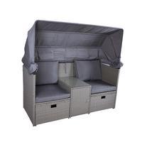 Loungegarnitur Saint-Tropez mit Dach Grau - Grau/Grün, Basics, Kunststoff/Textil - Gardenson