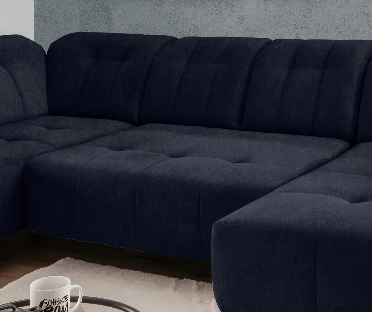 WOHNLANDSCHAFT SANO - Schwarz/Dunkelblau, MODERN, Textil/Metall (200/337/180cm) - Livetastic