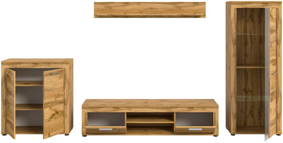 ANSAMBLU MOBILIER CAMERA DE Z JAM - stejar Wotan, Design, sticlă/material pe bază de lemn (330/159/35cm) - Modern Living