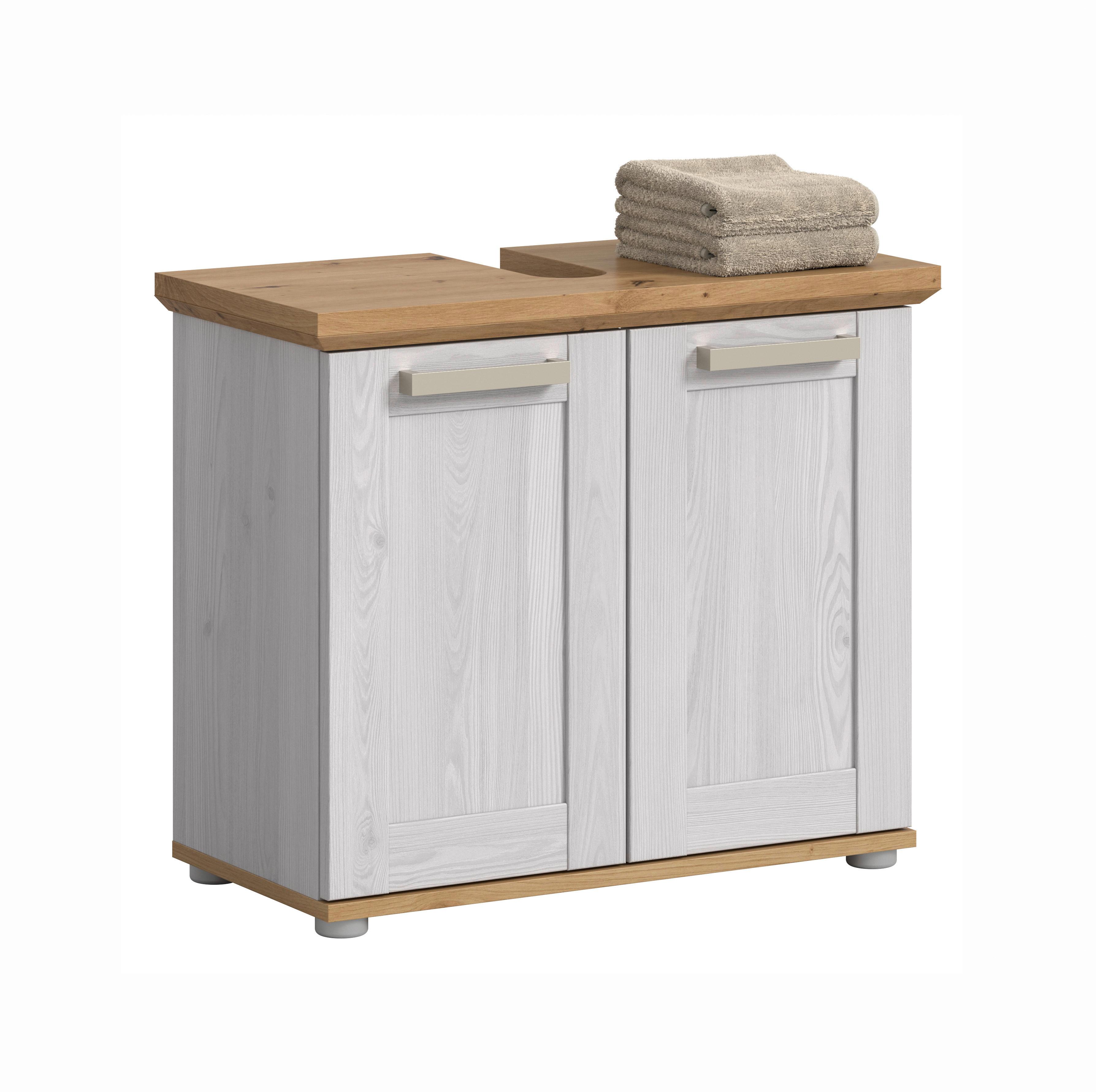 Waschbeckenunterschrank Verona Lärchenfarben/Eiche Artisan - Silberfarben/Lärchefarben, Trend, Holzwerkstoff/Kunststoff (69/59/34cm) - MID.YOU