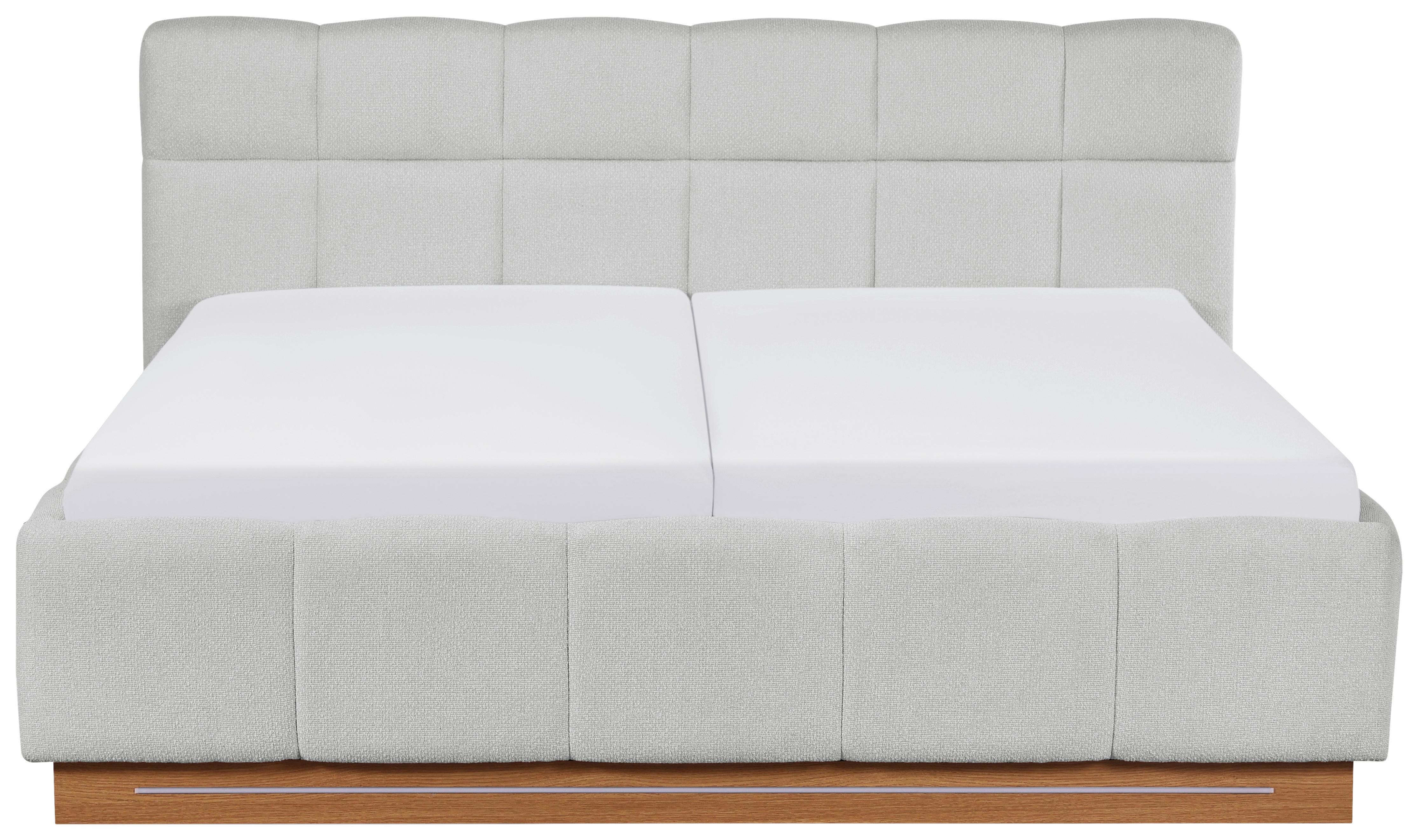 STOPPAD SÄNG ASCONA II -EXKLUSIV- -BASED- - ljusgrå/ekfärgad, Klassisk, trämaterial/textil (160/200cm) - Based