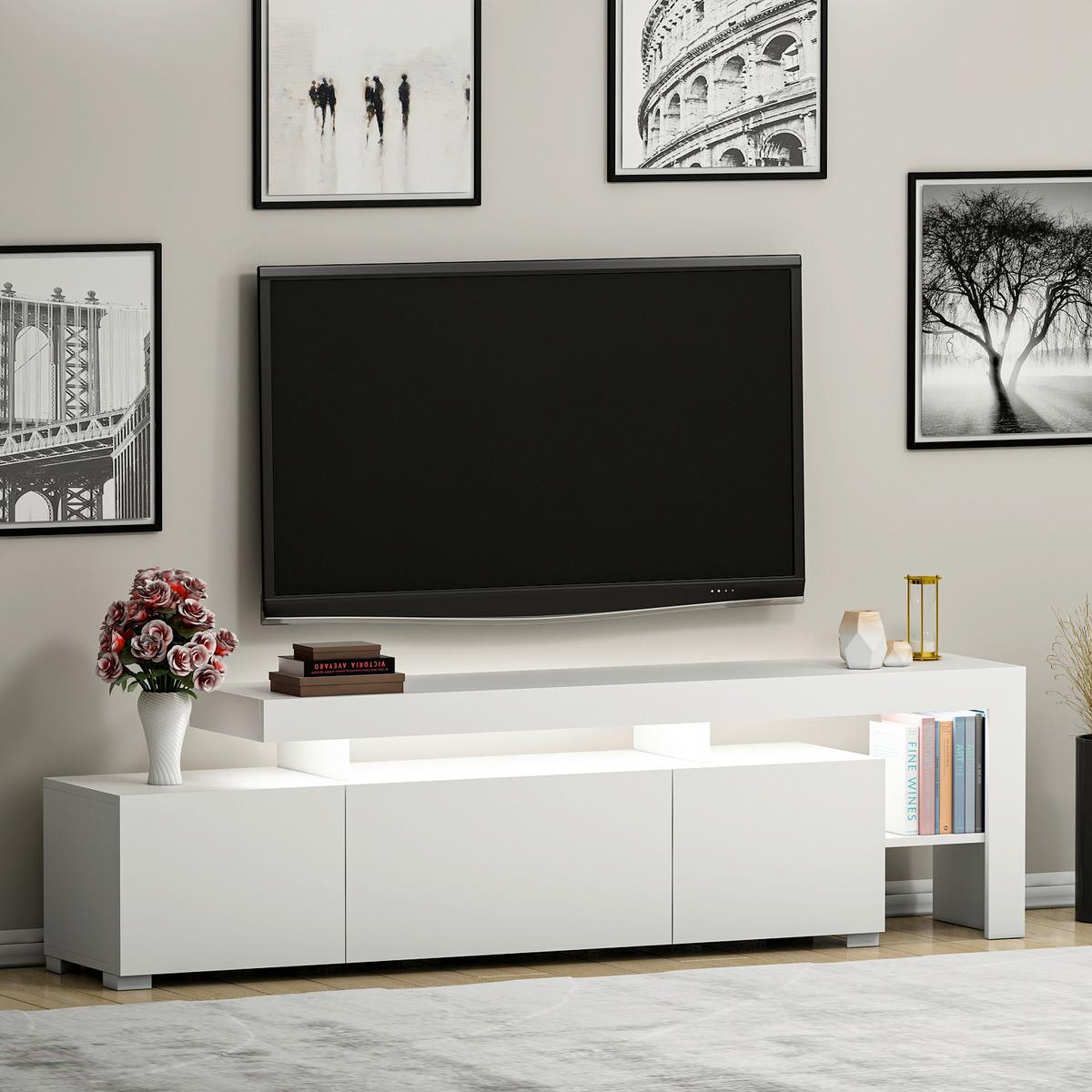 LOWBOARD BELIZ TV-SCHRANK - Weiss, Design, Holzwerkstoff (192/53/37cm) - Livetastic