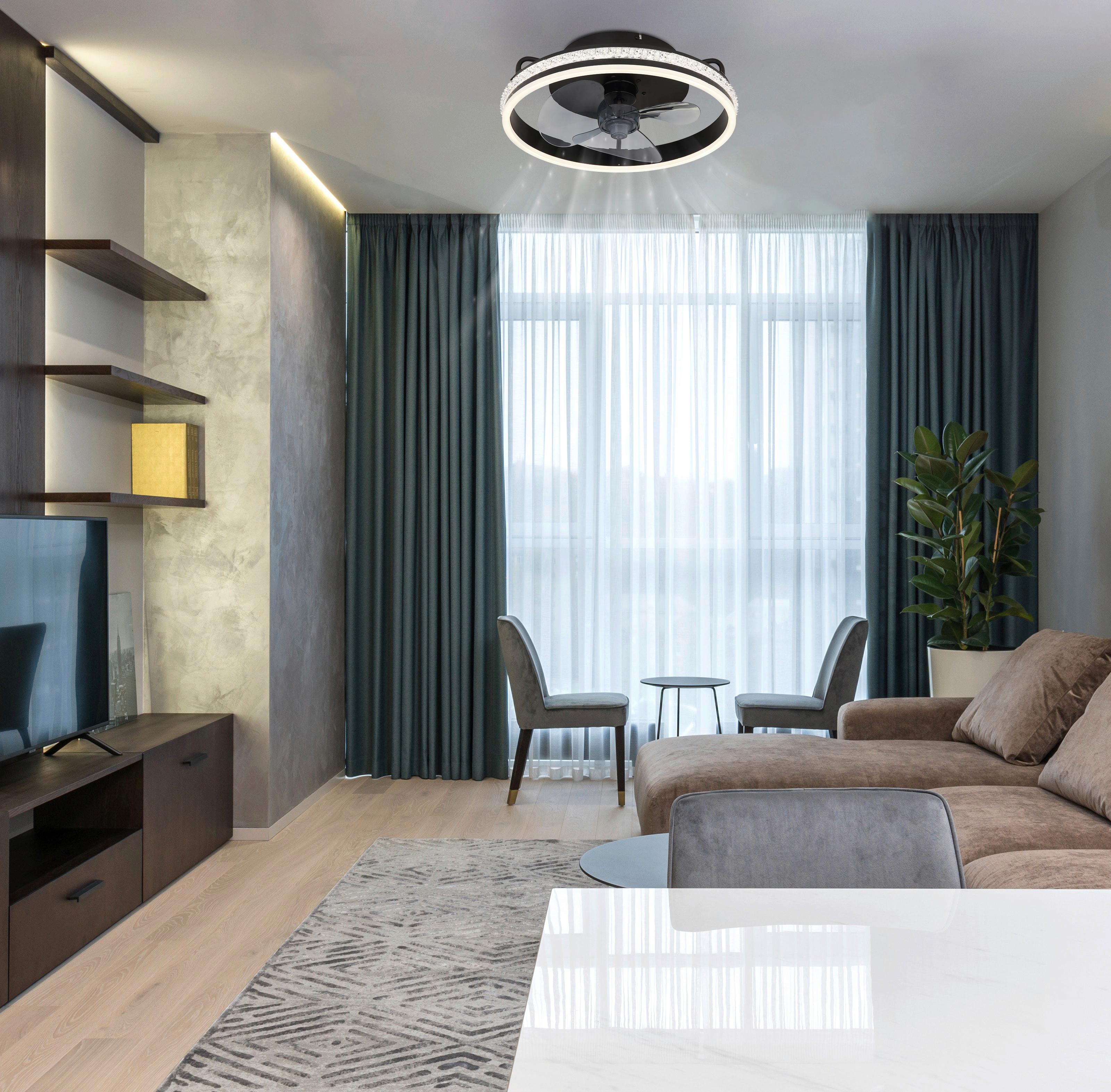 DECKENVENTILATOR 03662 - Klar/Schwarz, Design, Kunststoff/Metall (40/14,5cm) - Globo