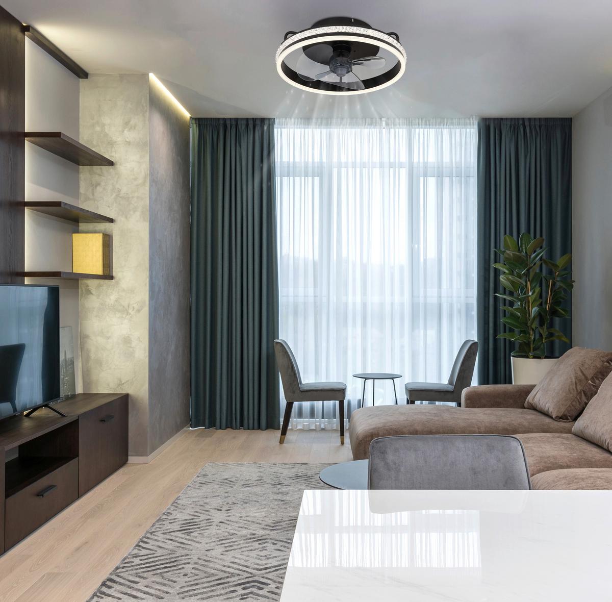 DECKENVENTILATOR 03662 - Klar/Schwarz, Design, Kunststoff/Metall (40/14,5cm) - Globo