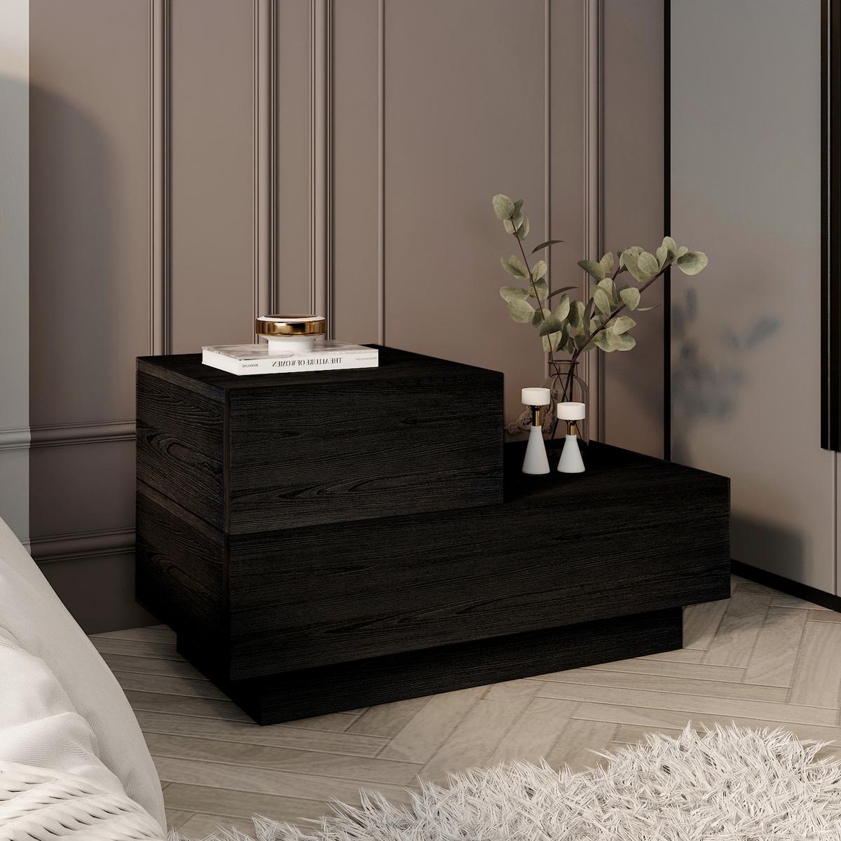 NACHTTISCH KAYRA NACHTTISCH - Schwarz, Design, Holzwerkstoff (70/39/30cm) - Livetastic