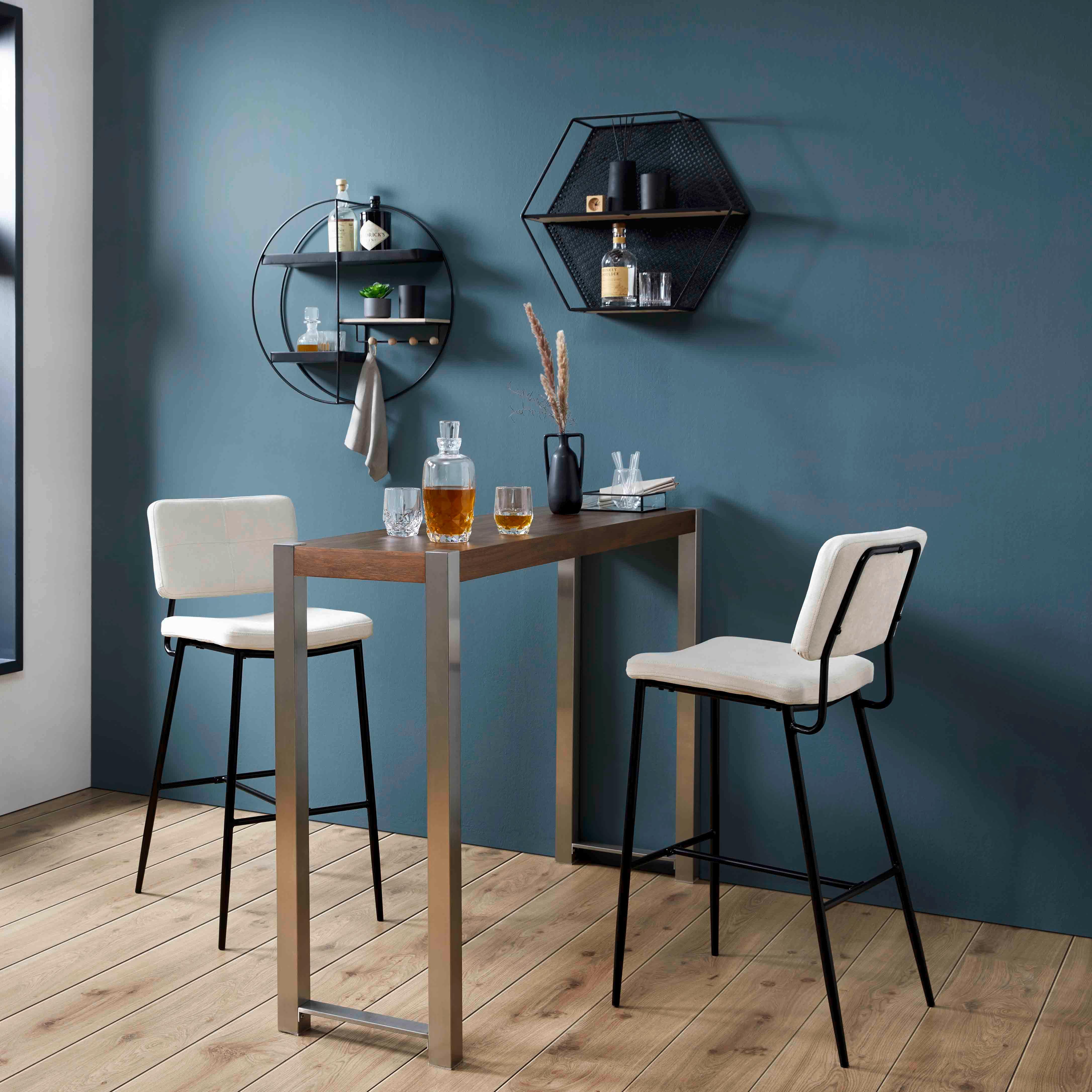 Bárasztal Enora - nemesacél/dió, Modern, fa/fém (150/100/40cm) - Bessagi Home