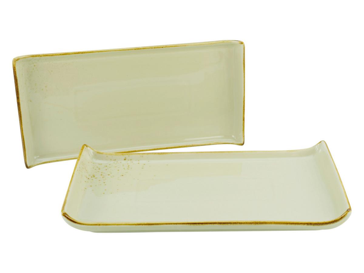 Set Pladnjev Za Serviranje Earth, 2-Delni - žajbljevo zelena, Trend, keramika (16,5/33cm) - Creatable