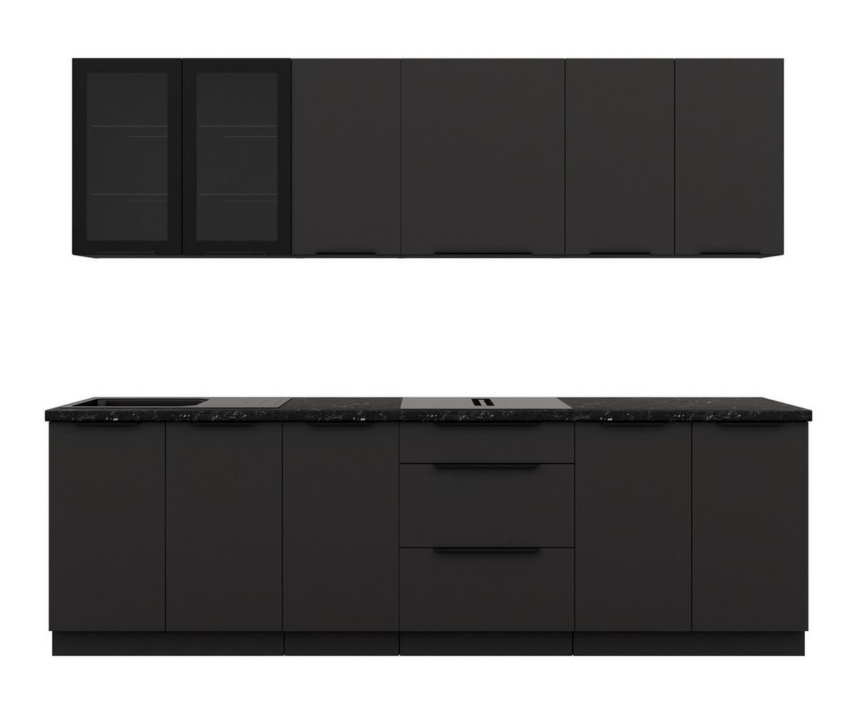 Blok Kuhinja Siena - crna, Moderno, staklo/metal (260/210/60cm) - Modern Living