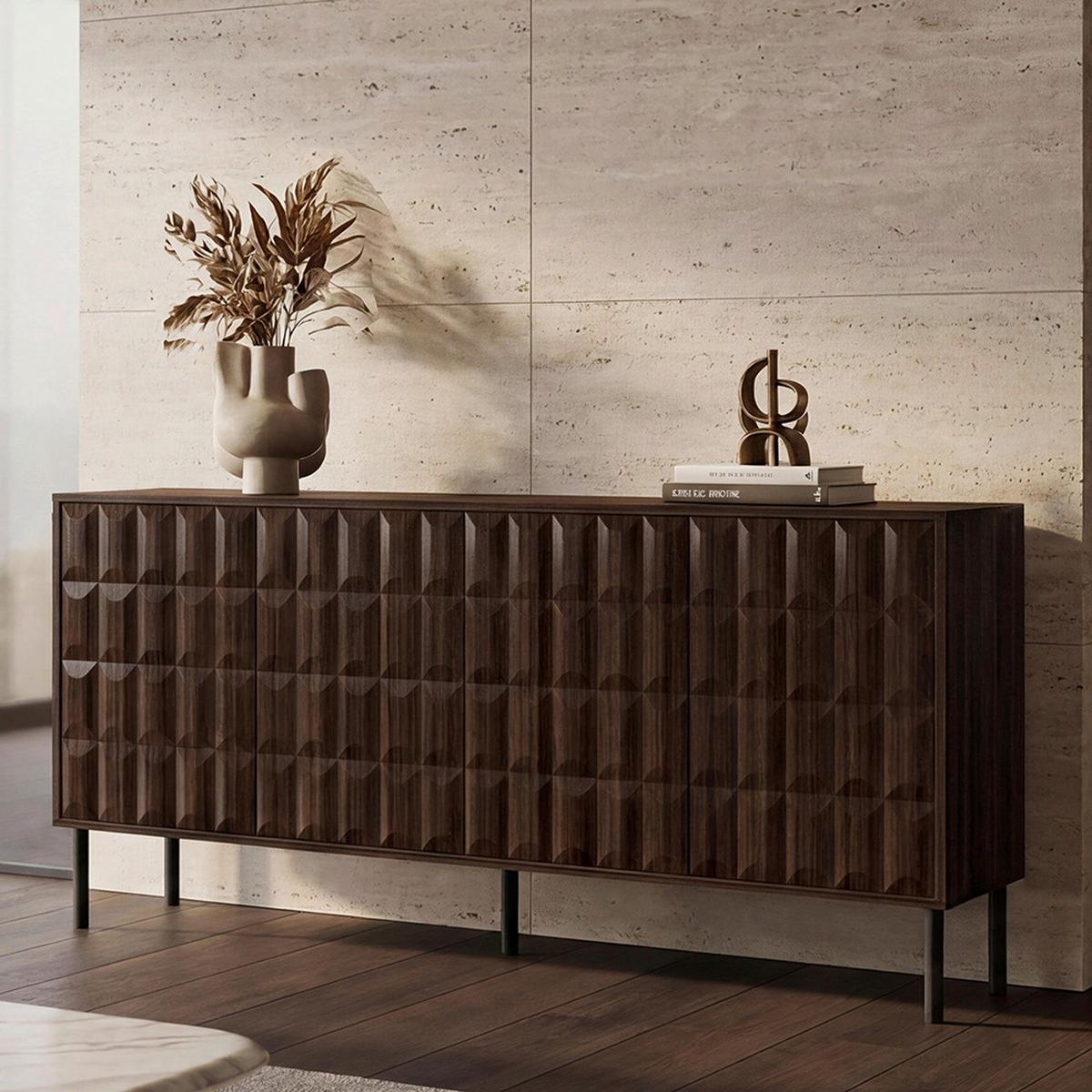 Sideboard Diamond Dunkelbraun - Dunkelbraun/Schwarz, Design, Holzwerkstoff/Metall (205/91/40cm) - Mömax