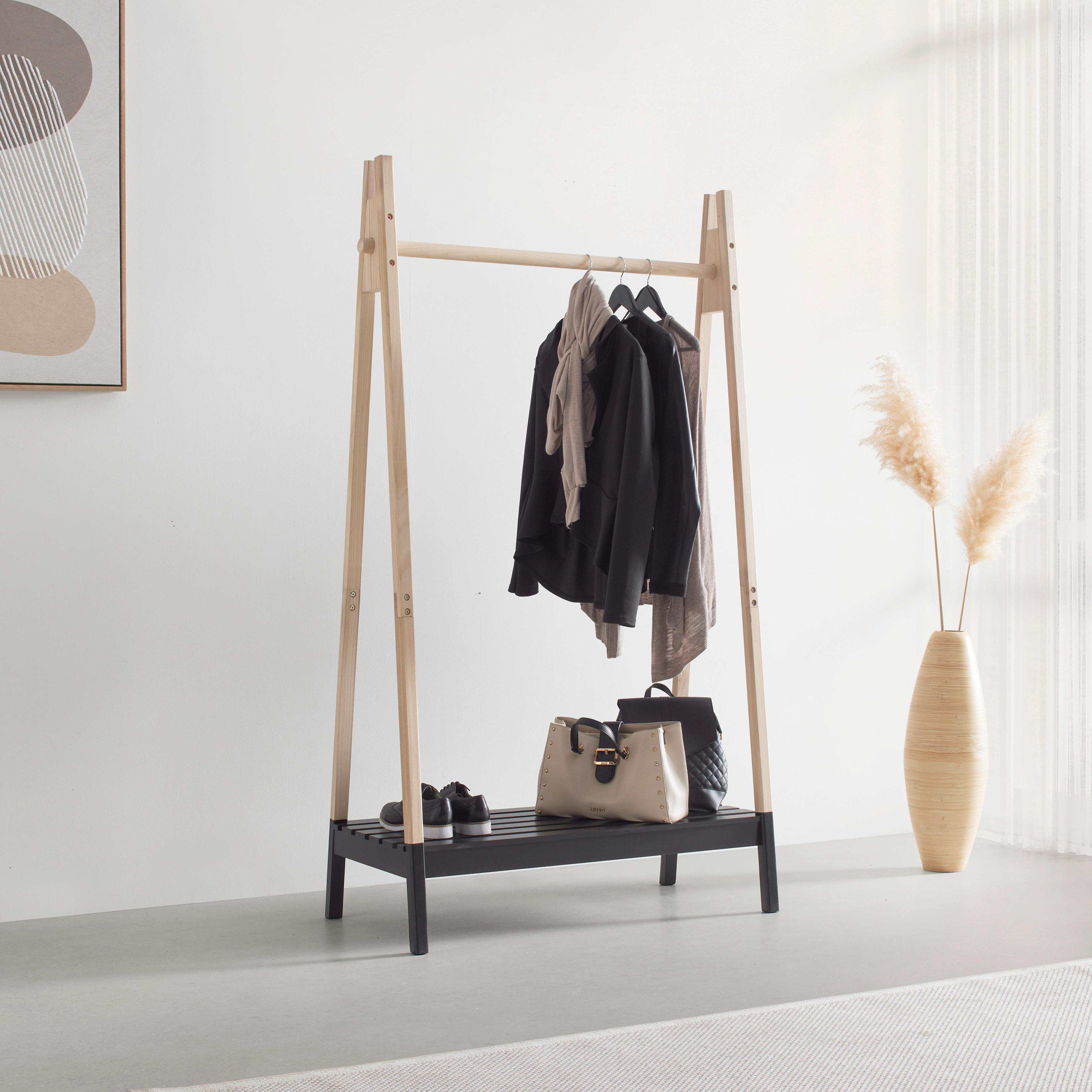 KLÄDSTÄLLNING TADEO II -SB- - svart/naturfärgad, Natur, trämaterial/trä (100/170/46cm) - Mömax