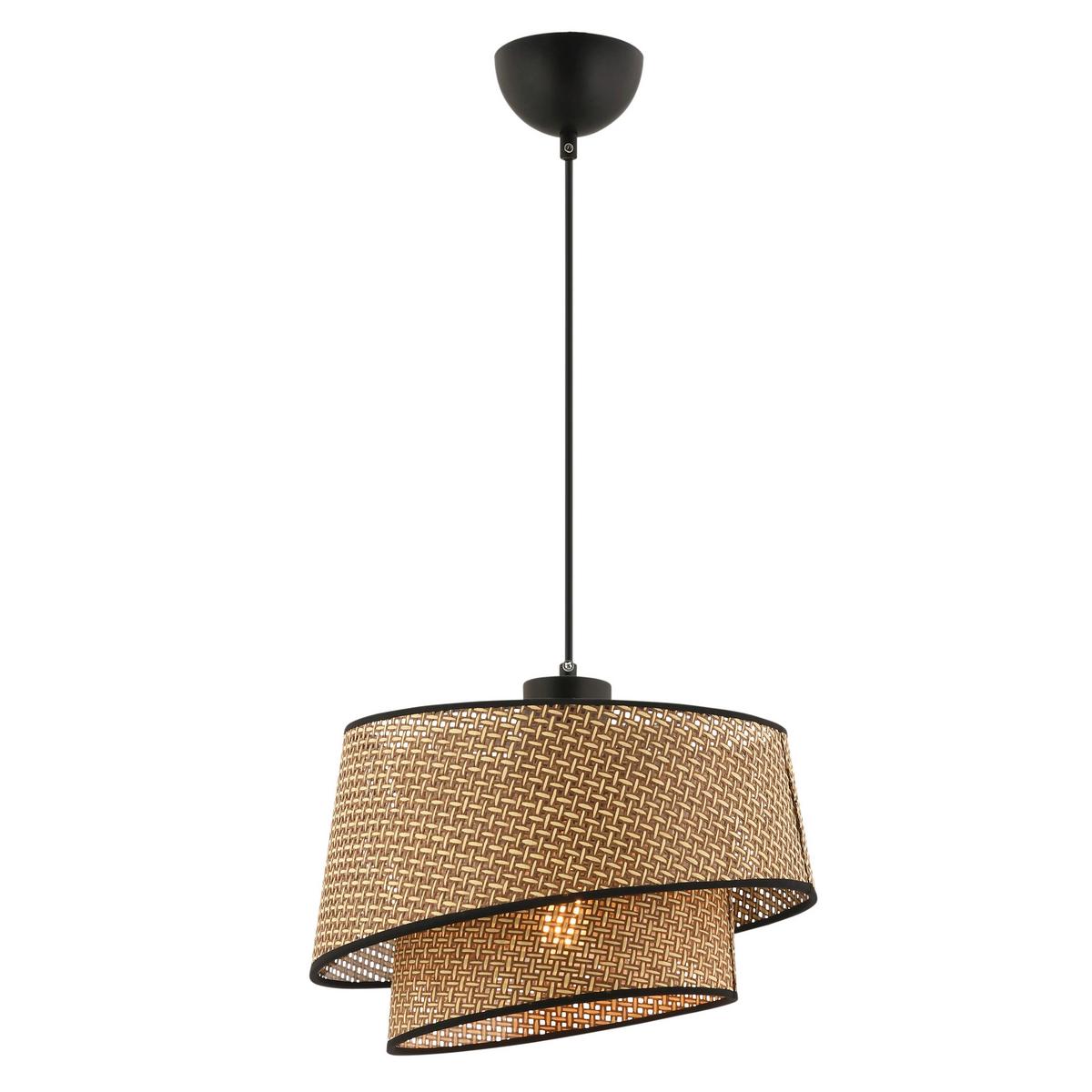 LAMPA WISZĄCA BARETTE HAZERAN - BEIGE, BLACK - beżowy/czarny, Design, metal/tkanina (32/65cm) - P & B