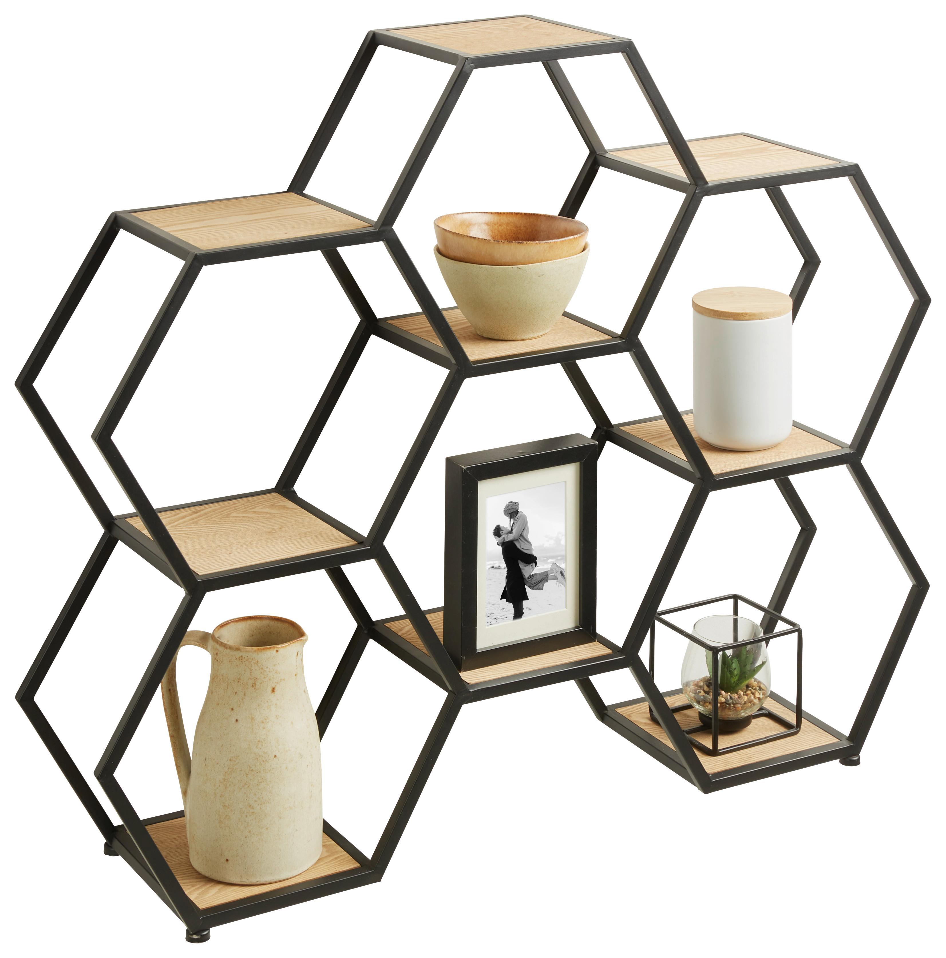 Standregal in Naturfarben/Schwarz - Schwarz/Naturfarben, Lifestyle, Holz/Holzwerkstoff (90/78/20cm) - Zandiara