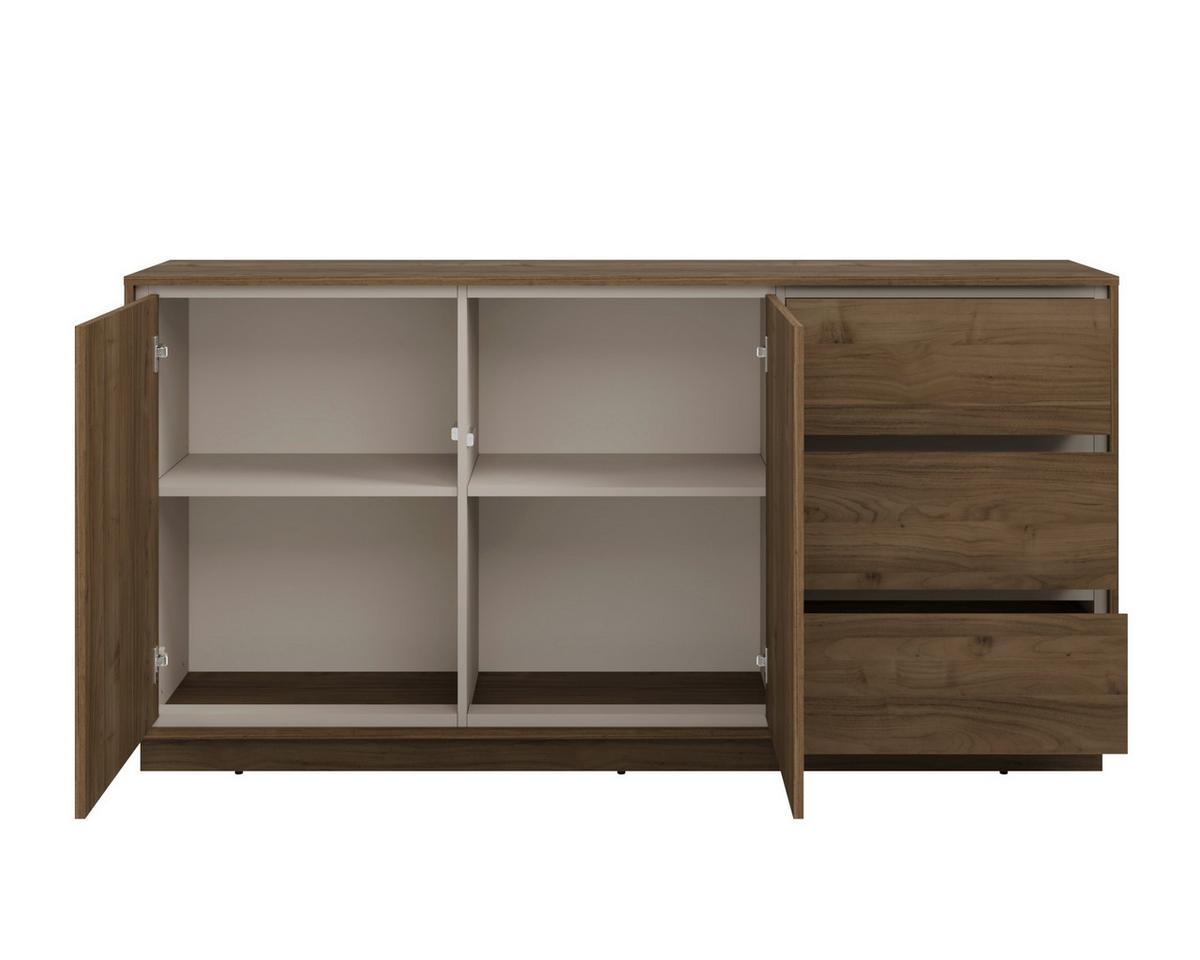 Komód Cosme - kasmírszínű/diószínű, Modern, faalapú anyag (167/84/40cm)