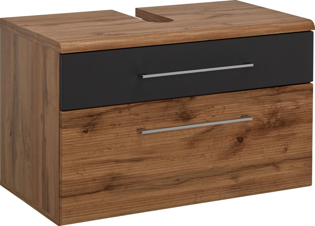 Bază pentru lavoar Float - culoare lemn stejar/antracit, Modern, material pe bază de lemn (75/60/46cm) - Premium Living