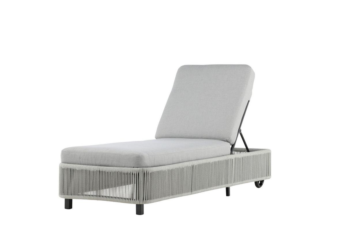 SONNENLIEGE VIRYA - Schwarz/Grau, KONVENTIONELL, Textil/Metall (75/32/205cm) - Gardenson