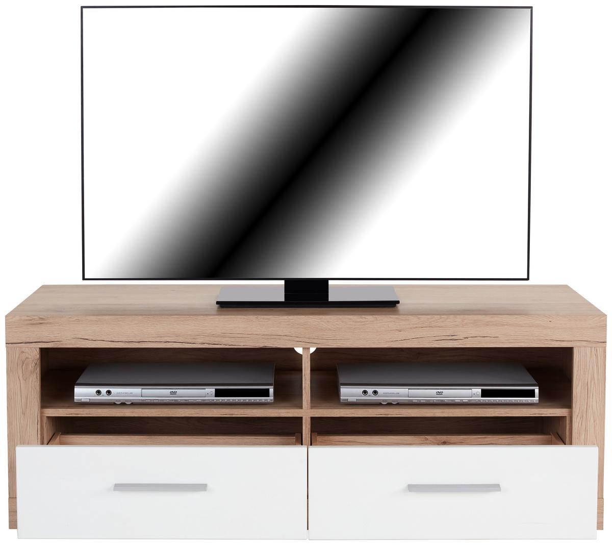 Element TV Malta - alb/culoare lemn stejar, Modern, lemn (128/50/42cm) - Modern Living