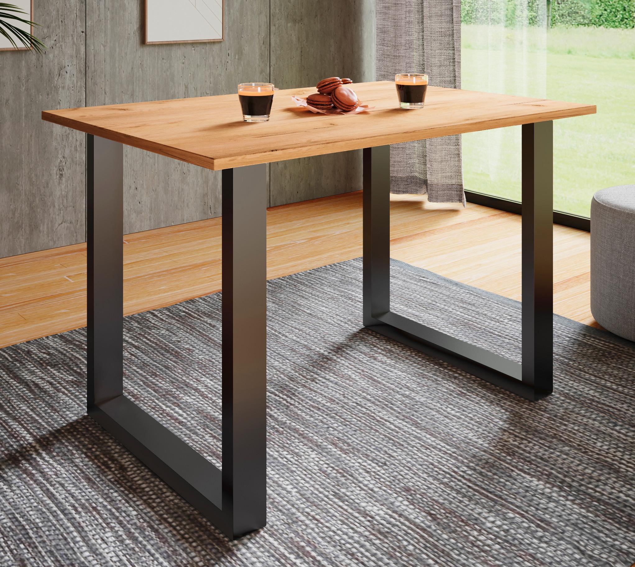 ESSTISCH XONA - Honigeiche/Schwarz, Basics, Holzwerkstoff/Metall (140/80/76cm) - MID.YOU