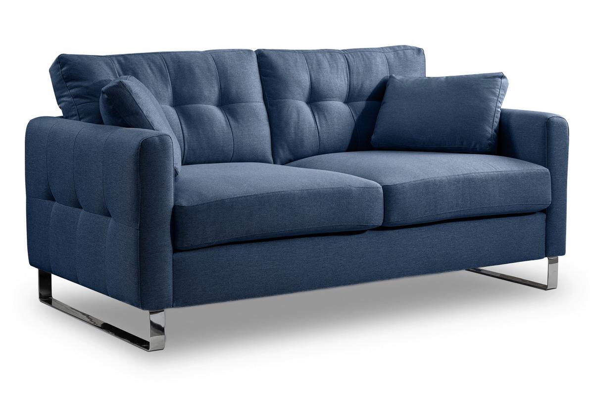 2-Sitzer-Sofa Hera Dunkelblau - Chromfarben/Dunkelblau, Basics, Holz/Textil (172/92/94cm) - MID.YOU