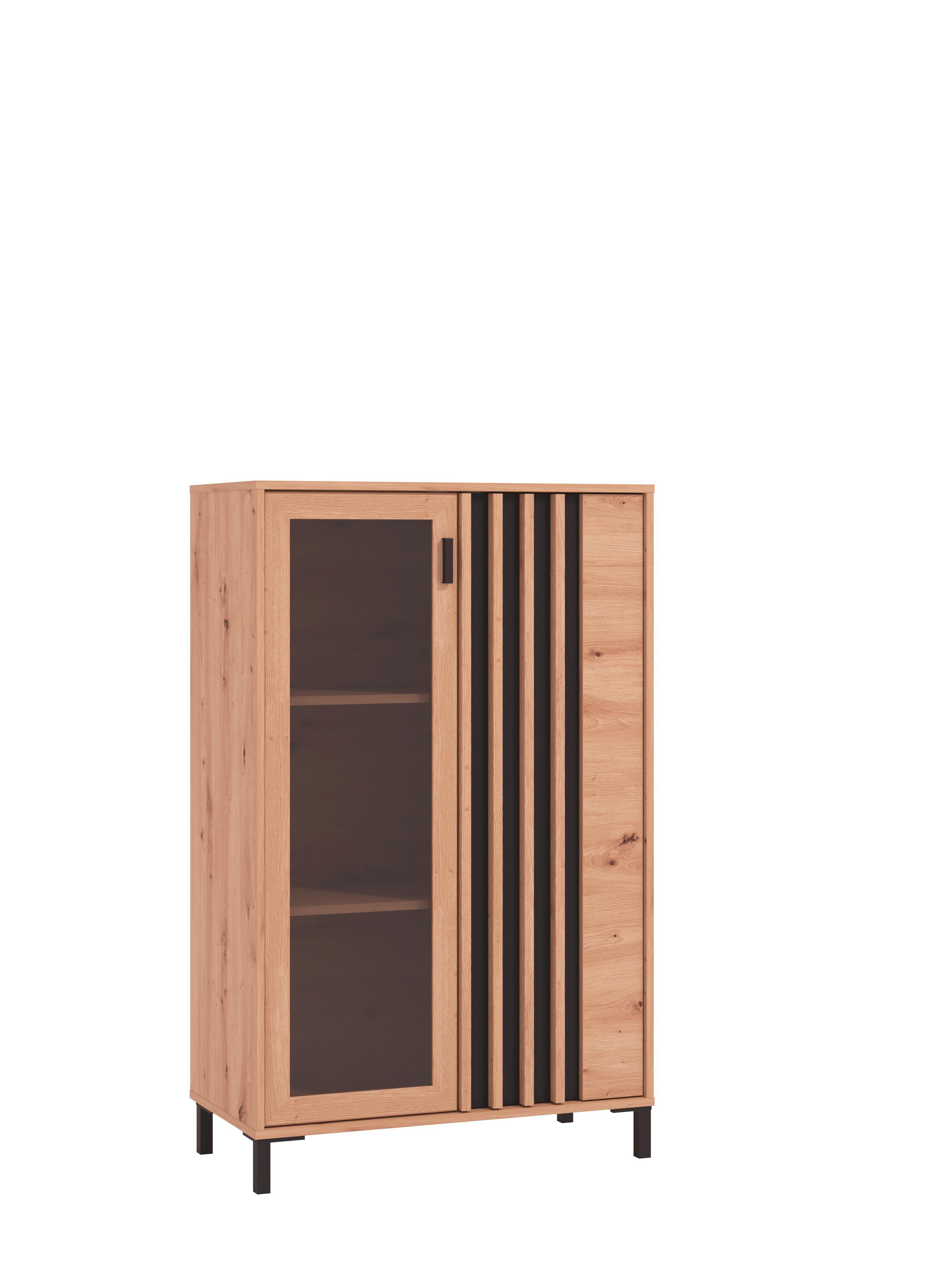 Highboard Laval Schwarz/Eiche Artisan - Schwarz/Eiche Artisan, MODERN, Holzwerkstoff/Kunststoff (80/128,5/40cm) - P & B