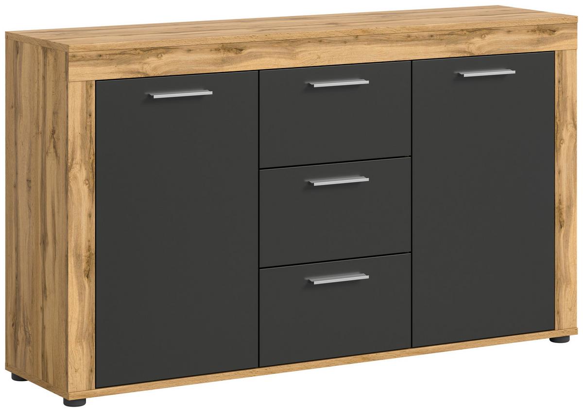 Comodă cu uși JAM - stejar Wotan, Design, material pe bază de lemn (125/80/35cm) - Modern Living