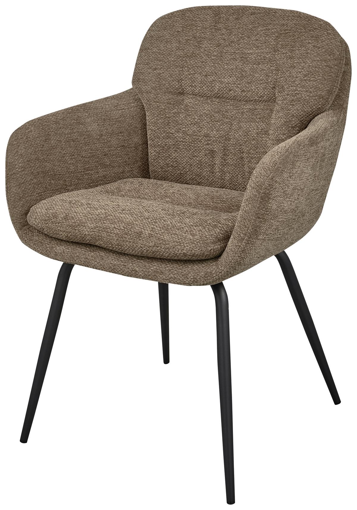 ARMLEHNSTUHL-SET Runa Sandfarben B: 57cm - Sandfarben/Schwarz, MODERN, Textil/Metall (57/82/59cm) - Livetastic