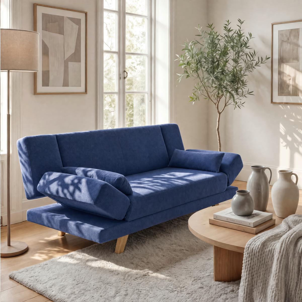 Canapea extensibila FUNKY - albastru, Modern, textil (183/73/79cm) - Bessagi Home