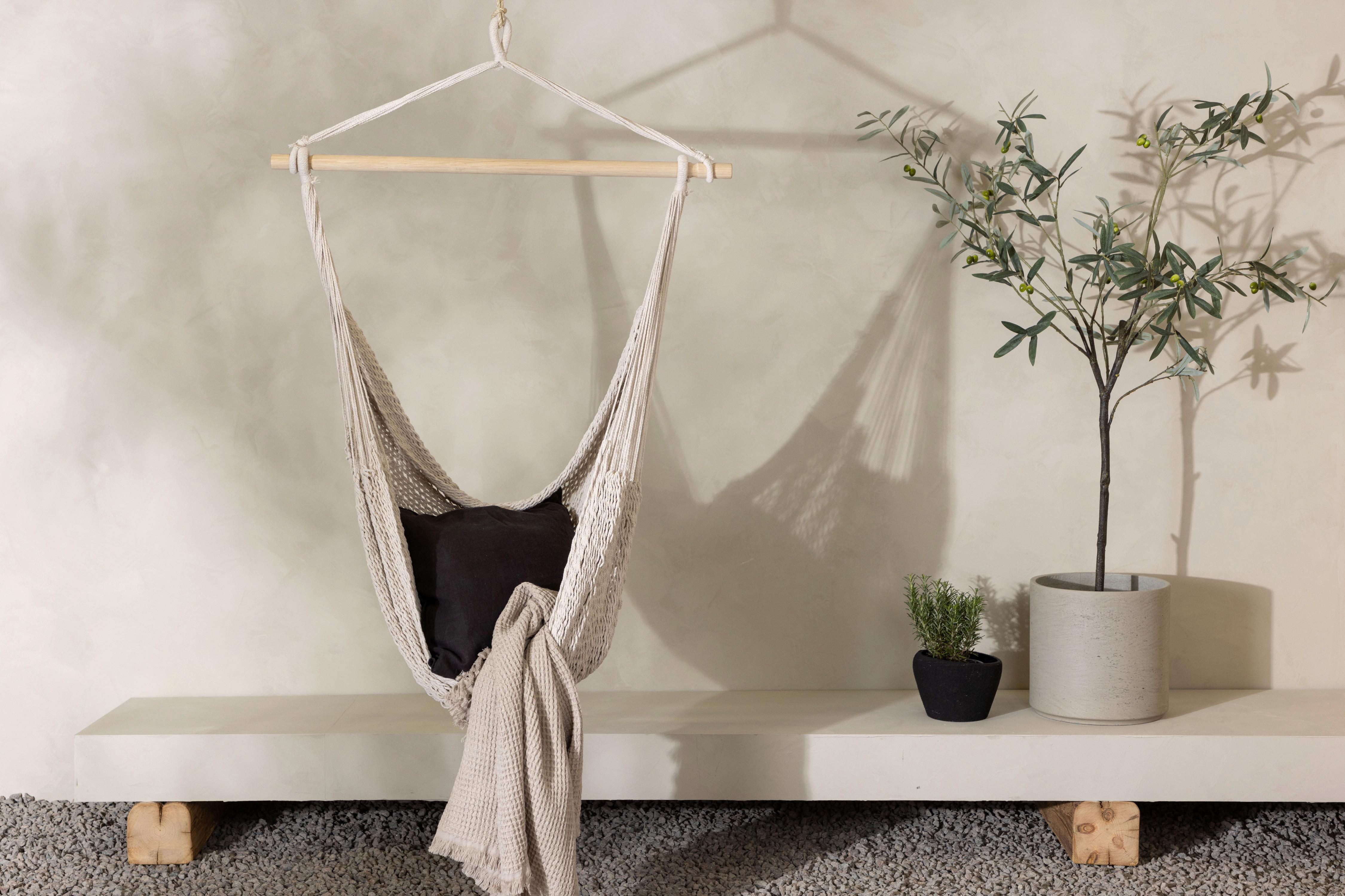 Hängesessel Kalino ca. 110x135x34 cm Weiß - Weiß, KONVENTIONELL, Textil (110/135/34cm) - Gardenson