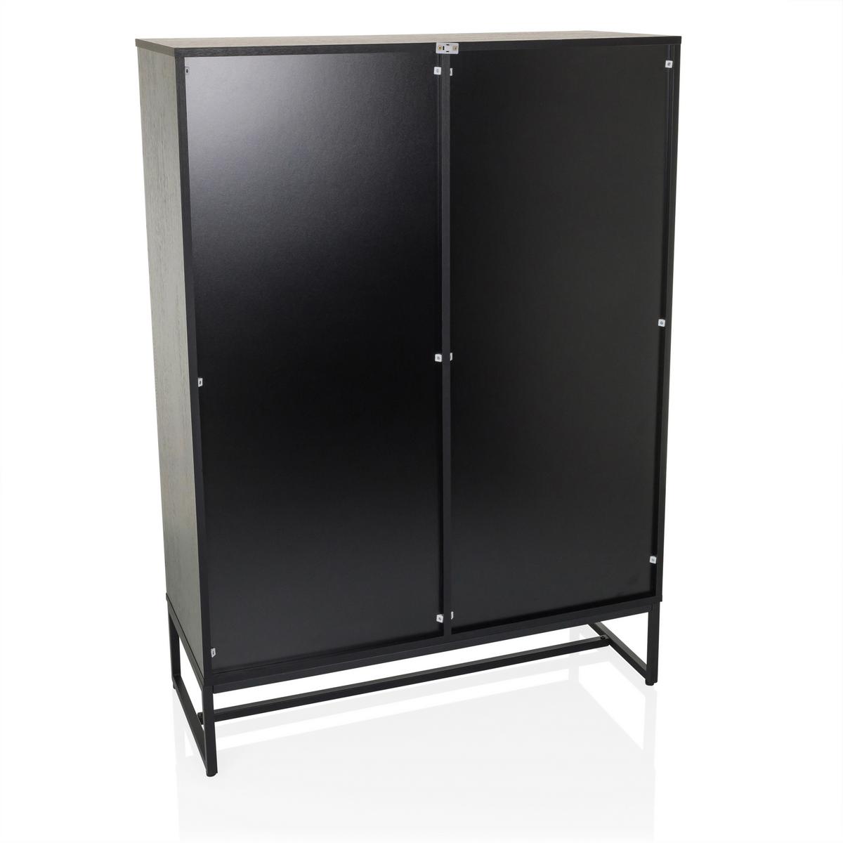 Visoka Komoda Amio, Črna, Barva Hrasta - črna/barve hrasta, Moderno, kovina/leseni material (100/140/40cm) - MID.YOU