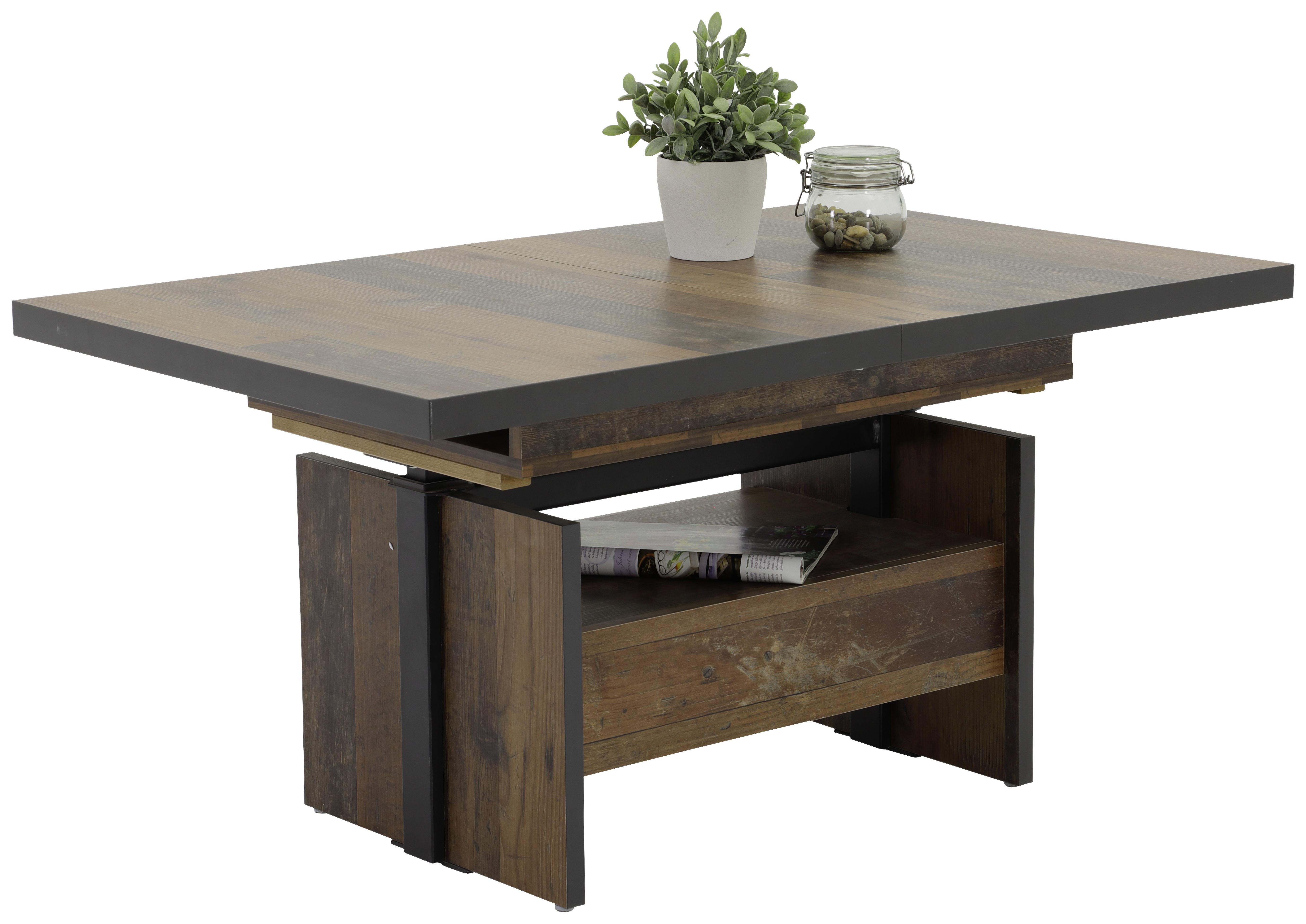 Couchtisch Noah Braun L: 150 cm höhenverstellbar, ausziehb. - Anthrazit/Dunkelbraun, MODERN, Holzwerkstoff (150/70/76cm) - MID.YOU