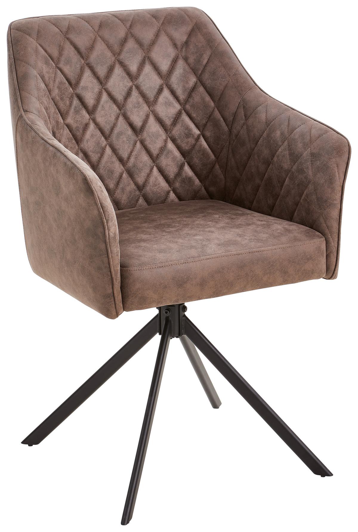 KRZESŁO Z PODŁOKIETNIKAMI LELA - czarny/brązowy, Modern, metal/drewno (61/91/58cm) - Livetastic