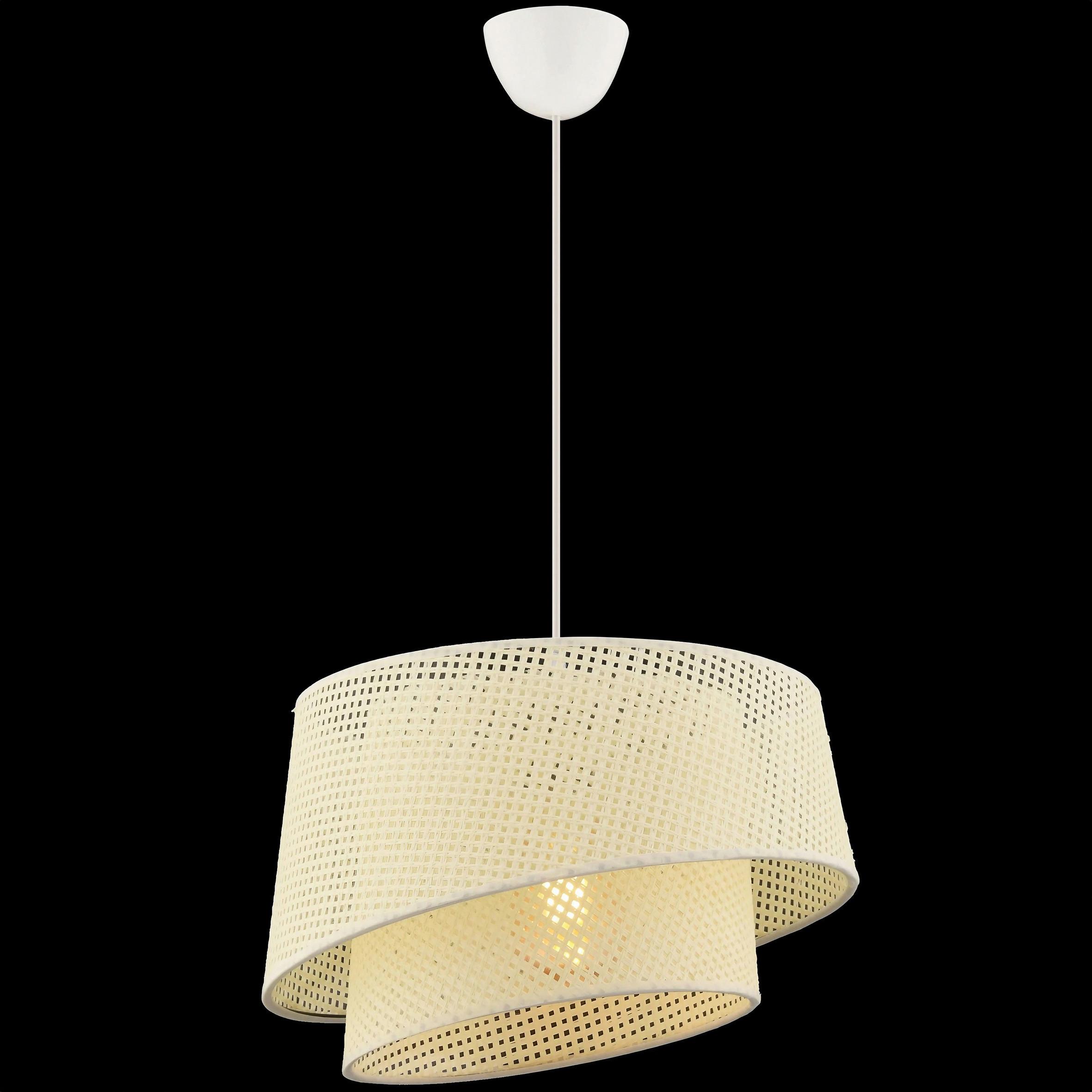LAMPA WISZĄCA BARETTE HAZERAN - WHITE - biały, Design, metal/tkanina (32/65cm) - P & B