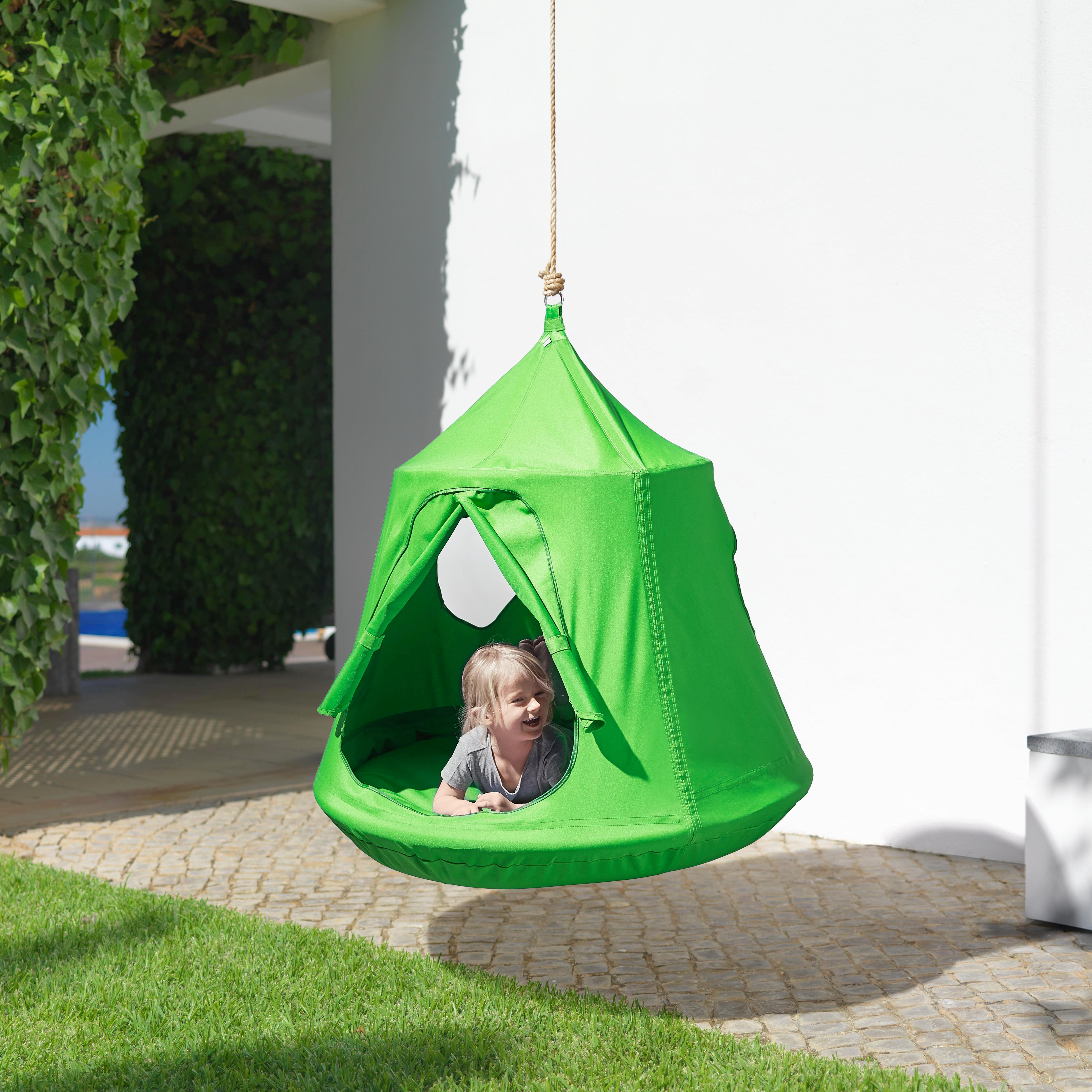 NESTSCHAUKEL in Grün 'Leon' - Grün, MODERN, Kunststoff/Textil (110/120cm) - Bessagi Kids