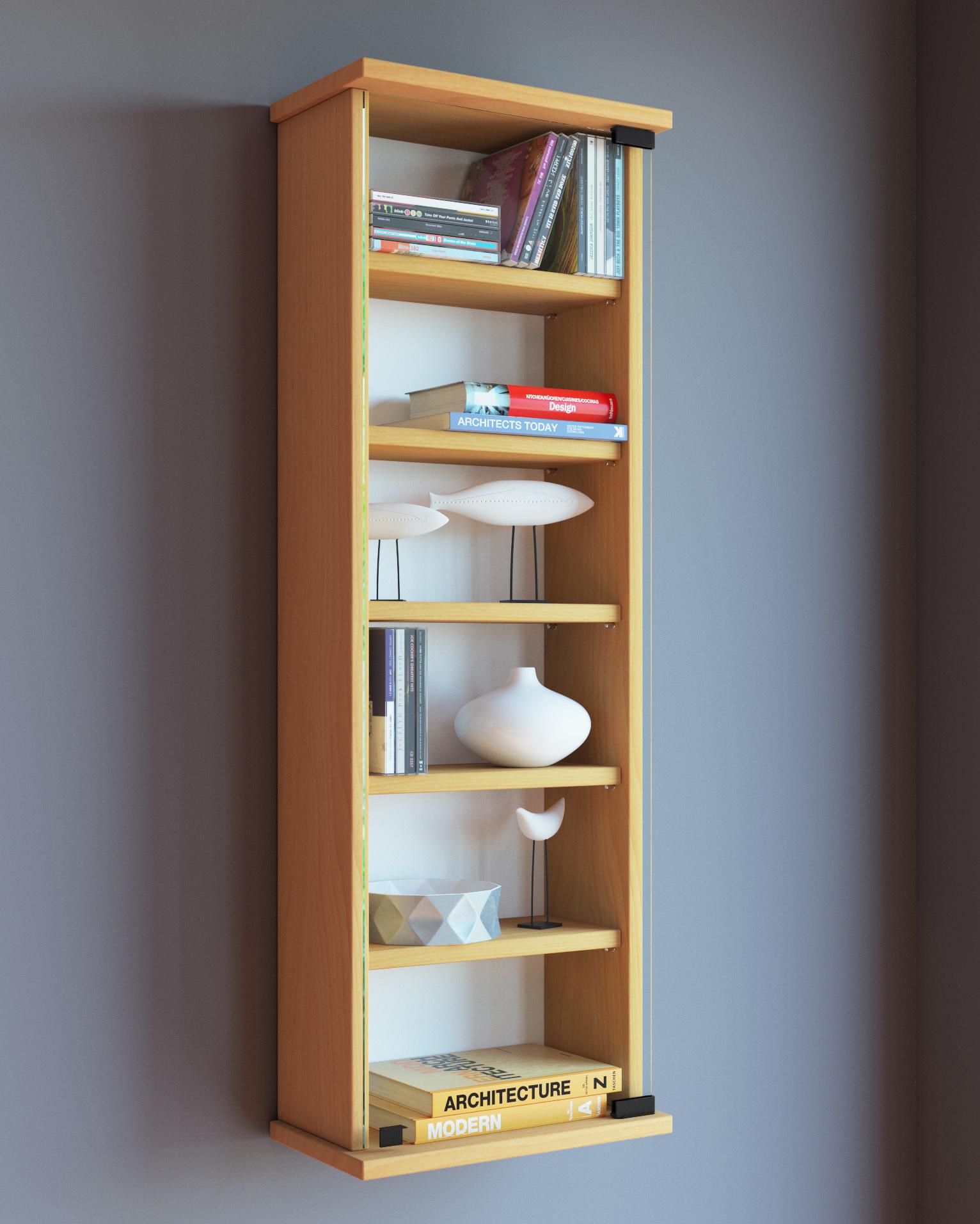 CD-Regal Loposa in Buchefarbe, B: 31 cm - Buchefarben, KONVENTIONELL, Glas/Holzwerkstoff (31/91,5/18cm) - MID.YOU