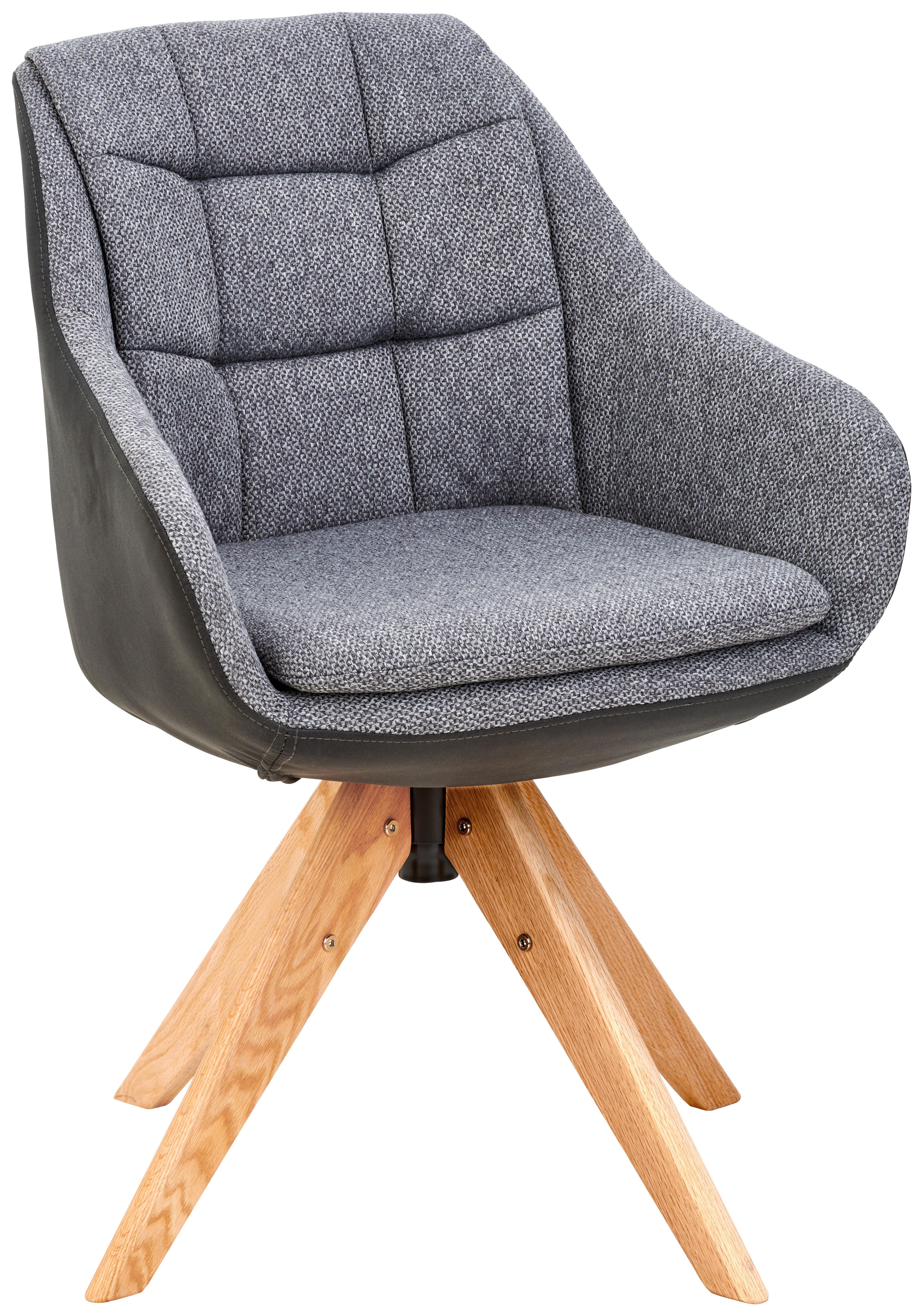 KRZESŁO Z PODŁOKIETNIKAMI FRESH - kolor dębowy/antracytowy, Konventionell, drewno/tkanina (57/83,5/60cm) - Landscape