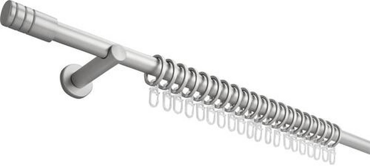 Vorhangstangenset Rillcube, ca. 280-400cm - Edelstahlfarben, Metall (210-400cm) - Premium Living