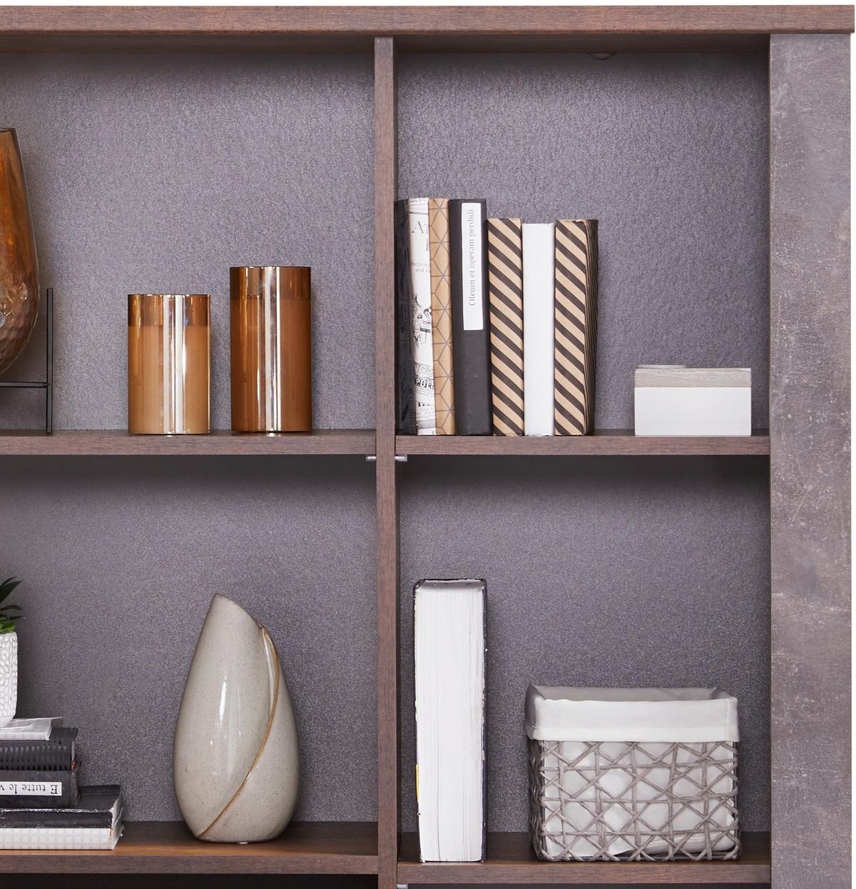 Vitrină Ontario - gri închis/culoare lemn stejar, Trend, material pe bază de lemn (105/159/41,5cm) - Modern Living